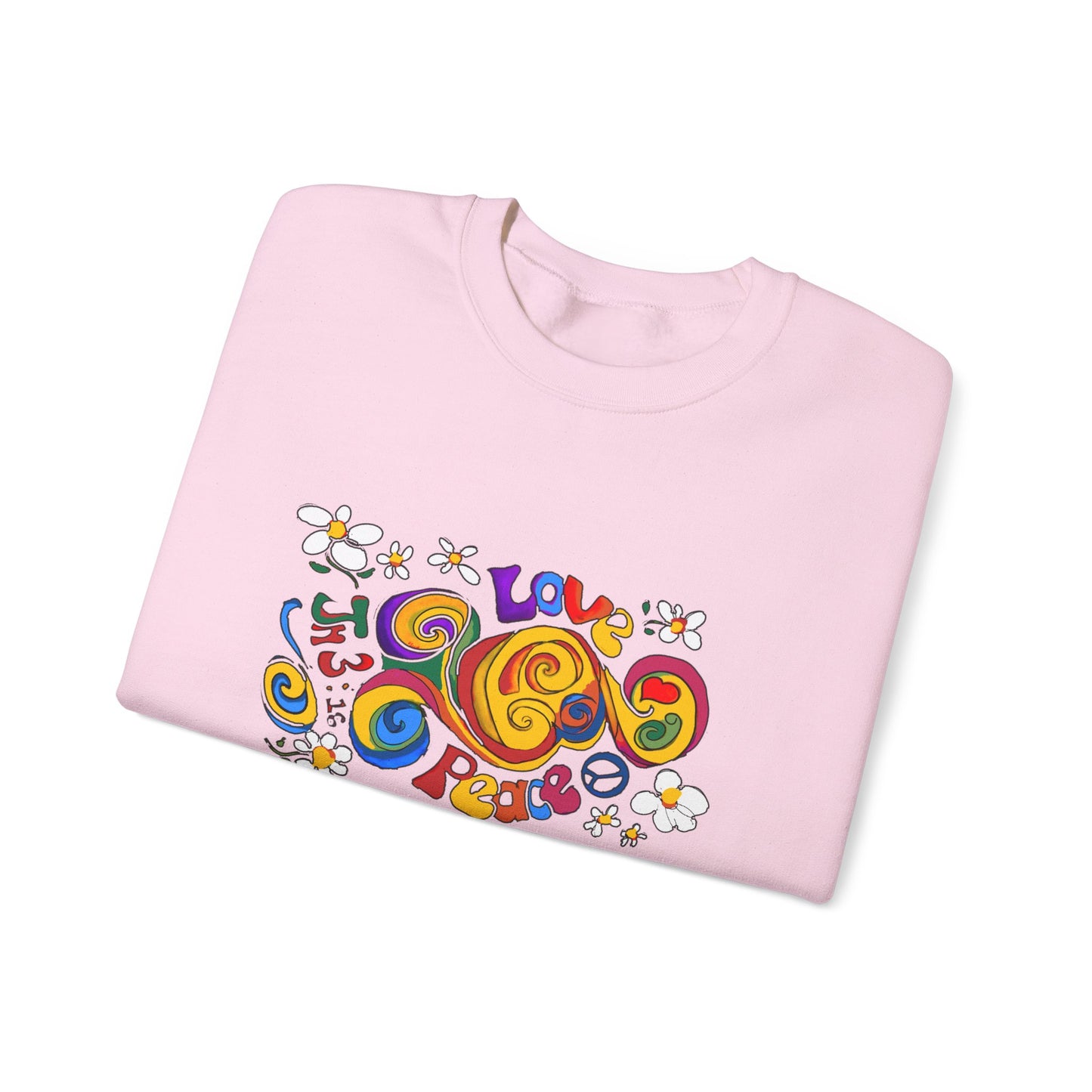 Colorful Peace & Love Sweatshirt, Retro Crewneck for Cozy Days, Ideal Gift for Friends, Festival Wear, Hippie Style Clothing