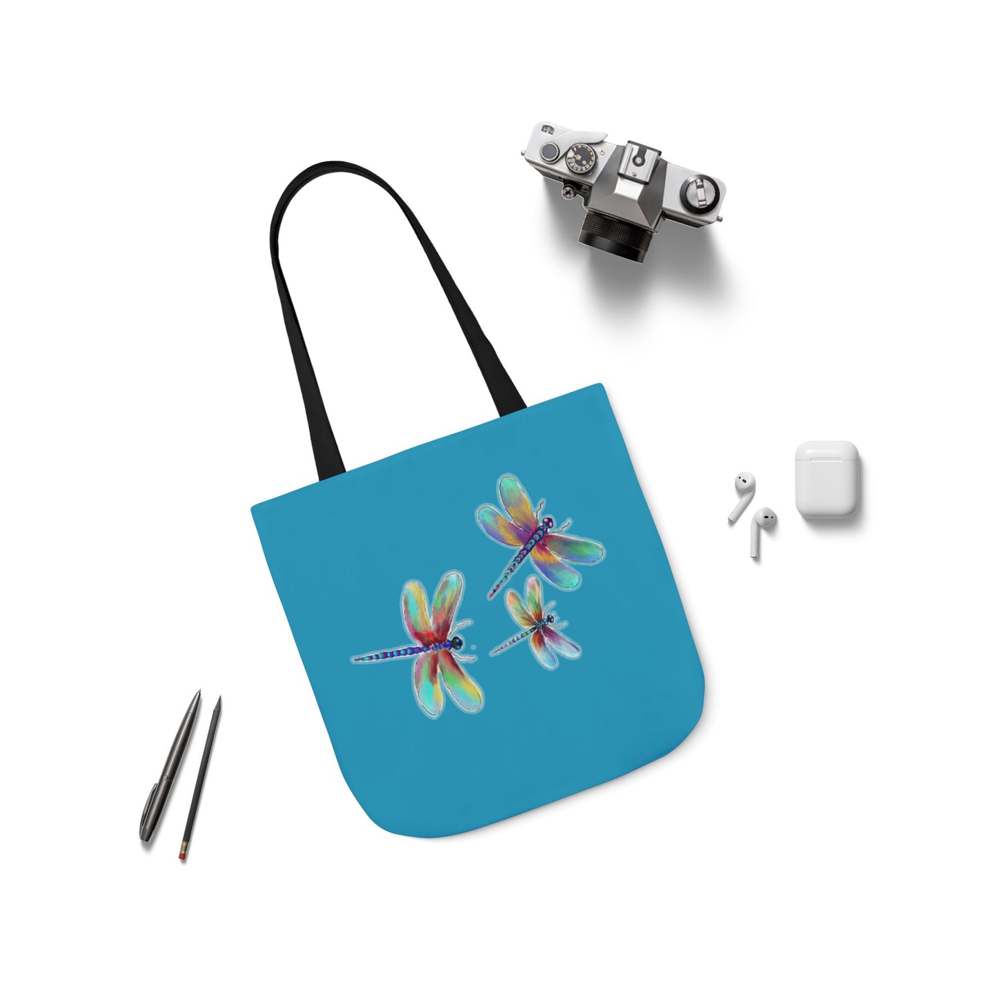 Colorful Dragonflies Canvas Tote Bag, Beach Bag, Grocery Bag, Reusable Tote, Eco-Friendly Gift, Summer Accessories