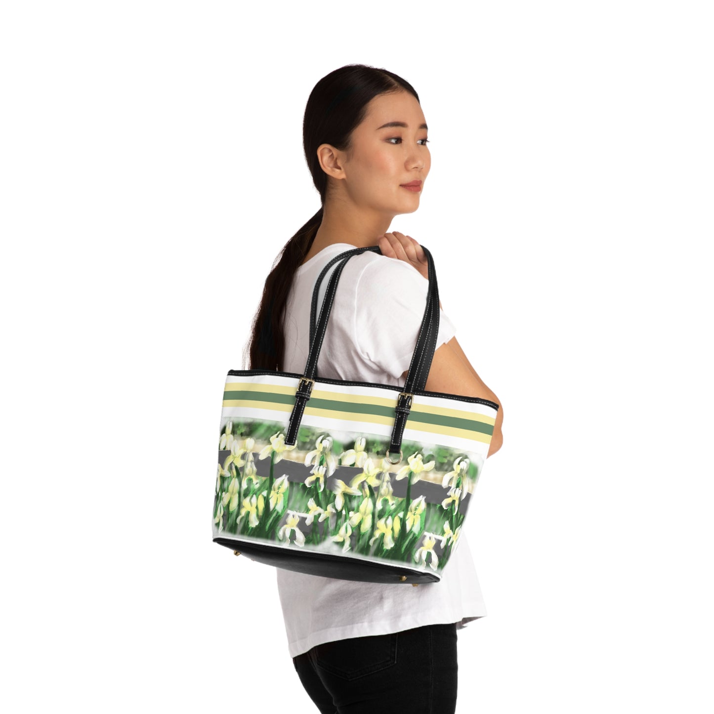 Joyful Praise PU Leather Shoulder Bag - Spring Floral Tote for Every Occasion