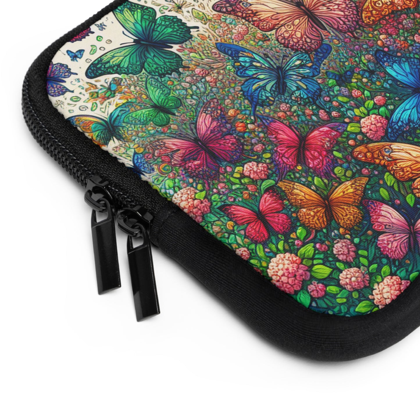 Colorful Butterfly Laptop Sleeve, Floral Design Laptop Case, Butterfly Print Computer Sleeve, Gift for Nature Lovers, MacBook Sleeve