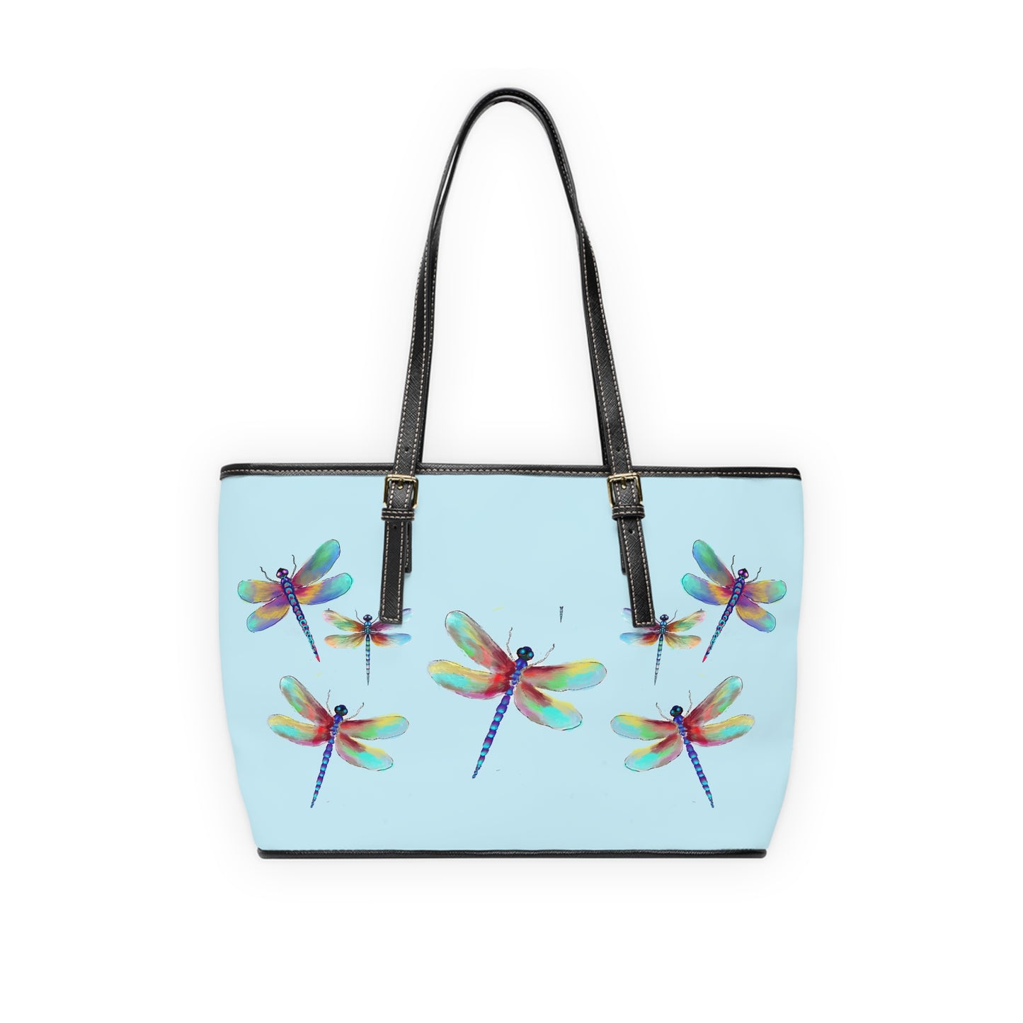 Dragonflies in Blue PU Leather Shoulder Bag