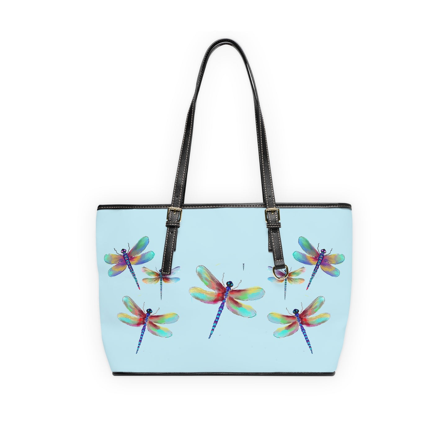 Dragonflies in Blue PU Leather Shoulder Bag
