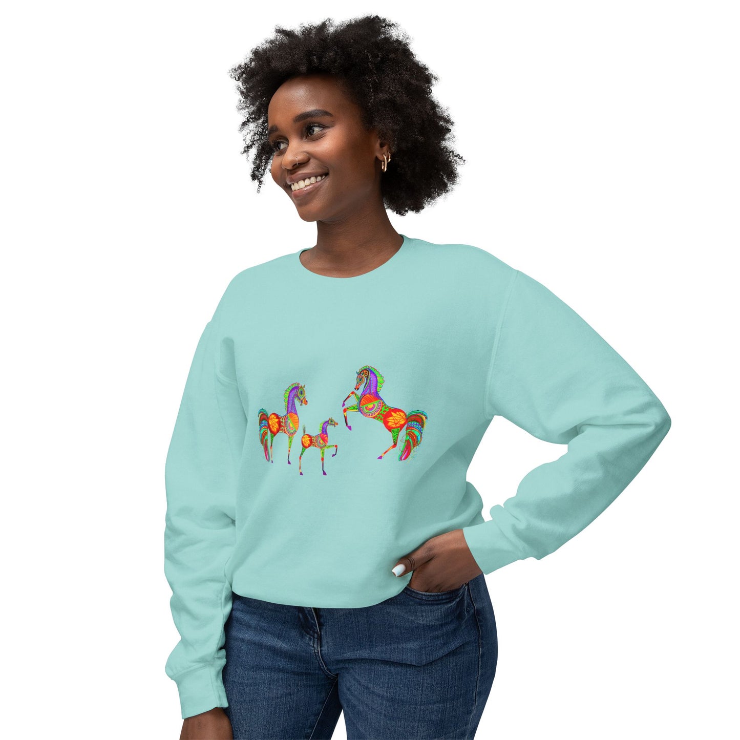 Colorful Arabian Horses Sweatshirt for Animal Lovers