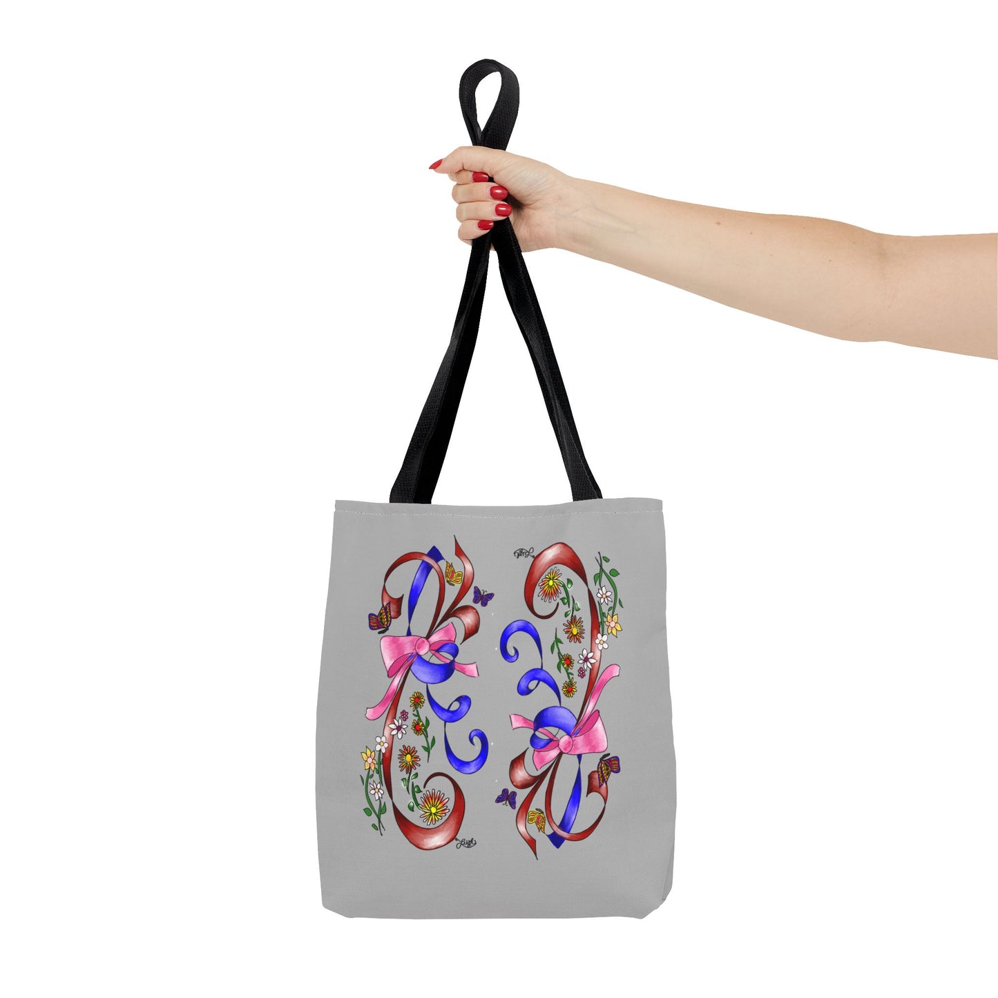 Garden Ribbons Tote Bag with Ribbon Design, Stylish Shopping Bag, Personalized Gifts, Market Tote, Eco-Friendly Carryall
