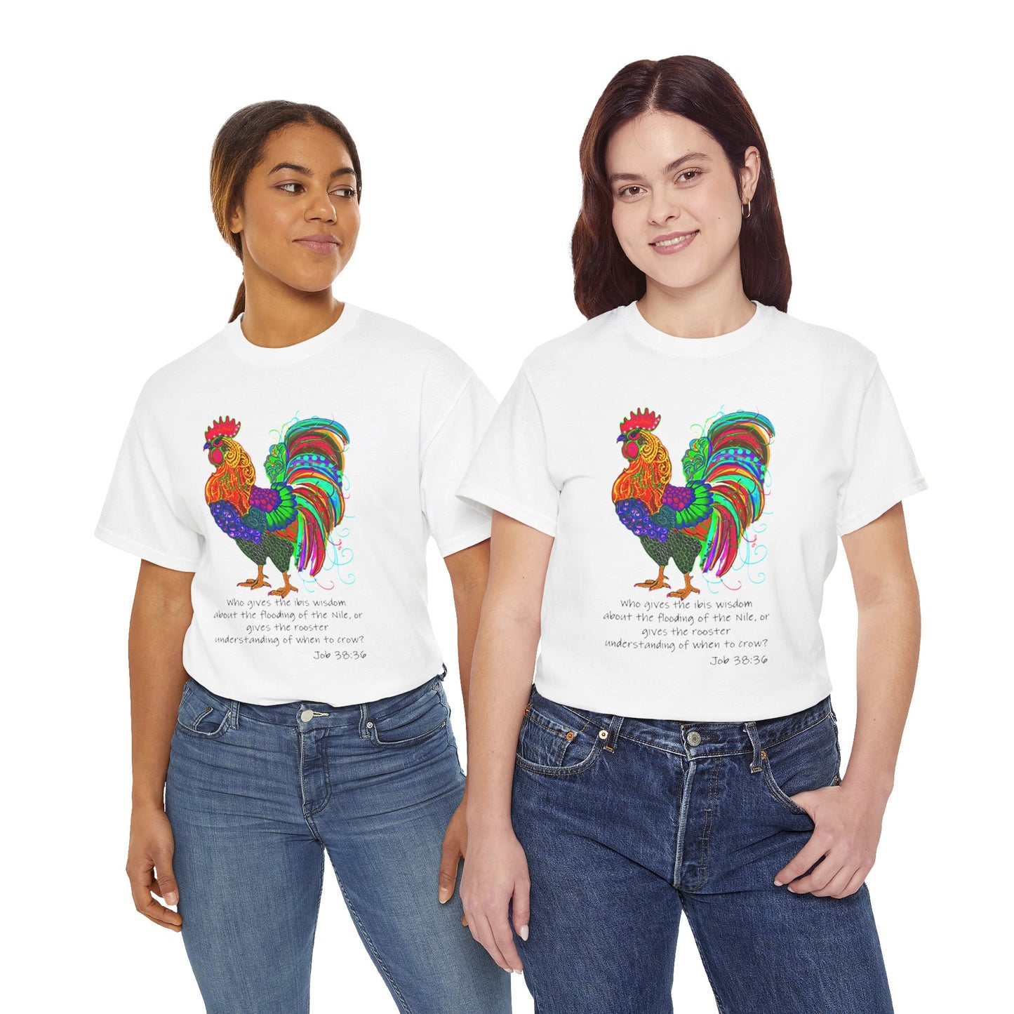 Colorful Rooster Unisex Heavy Cotton Tee - Inspirational Design for Everyday Wear