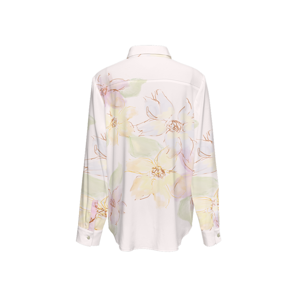 Women's Classic Long Sleeve Button-Up Shirt Silky-like Elegance
