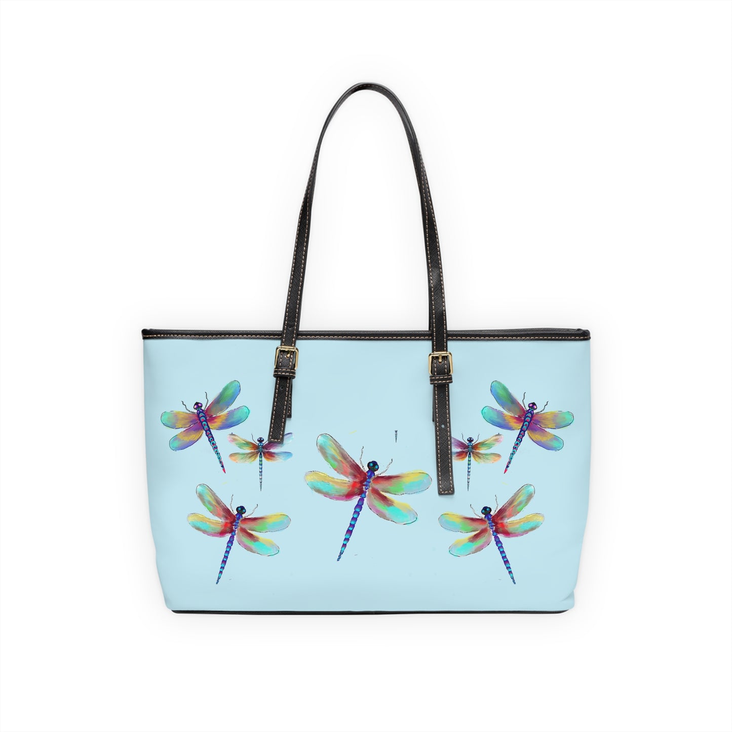 Dragonflies in Blue PU Leather Shoulder Bag