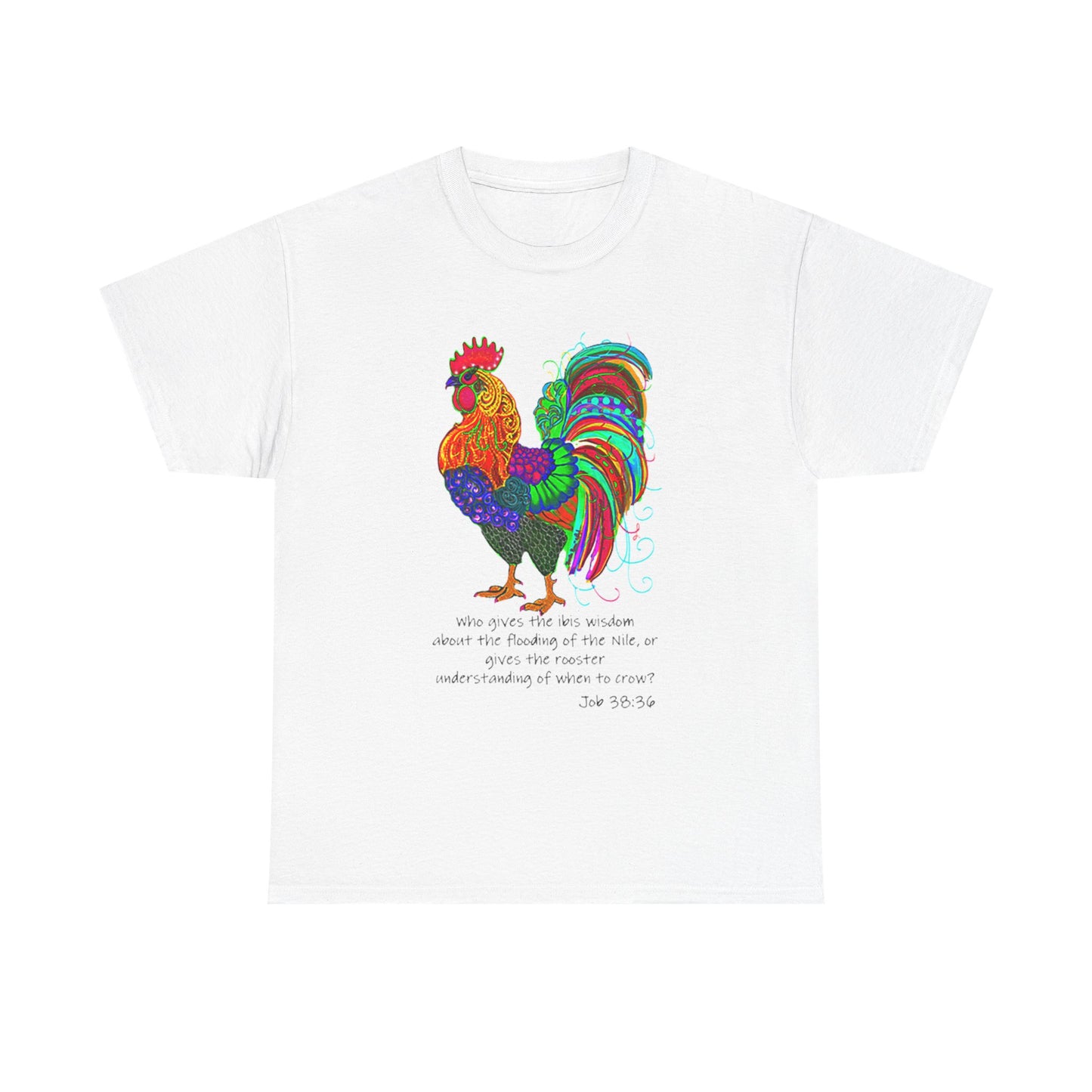 Colorful Rooster Unisex Heavy Cotton Tee - Inspirational Design for Everyday Wear