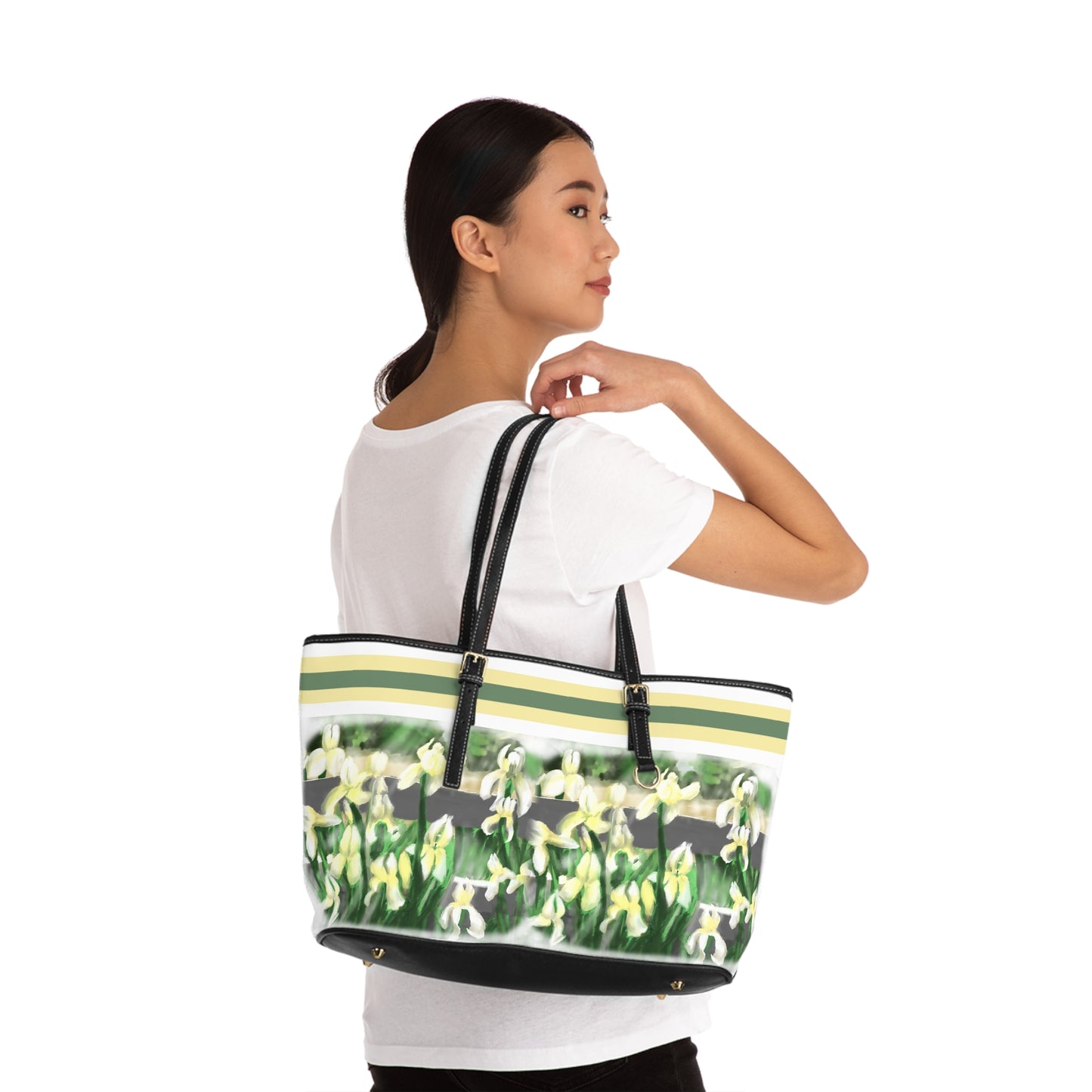 Joyful Praise PU Leather Shoulder Bag - Spring Floral Tote for Every Occasion