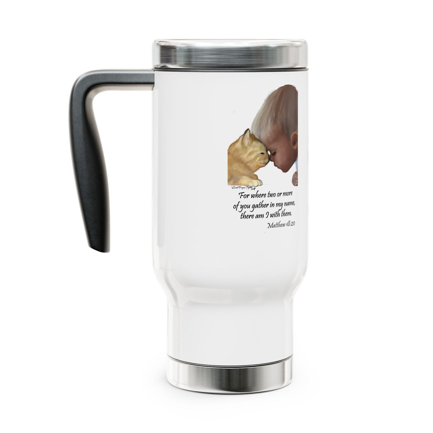 Sweet Prayers - Stainless Steel Travel Mug with Handle, 14oz