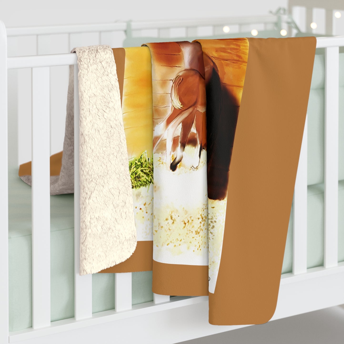 Mare & Foal - light brown - Sherpa Fleece Blanket