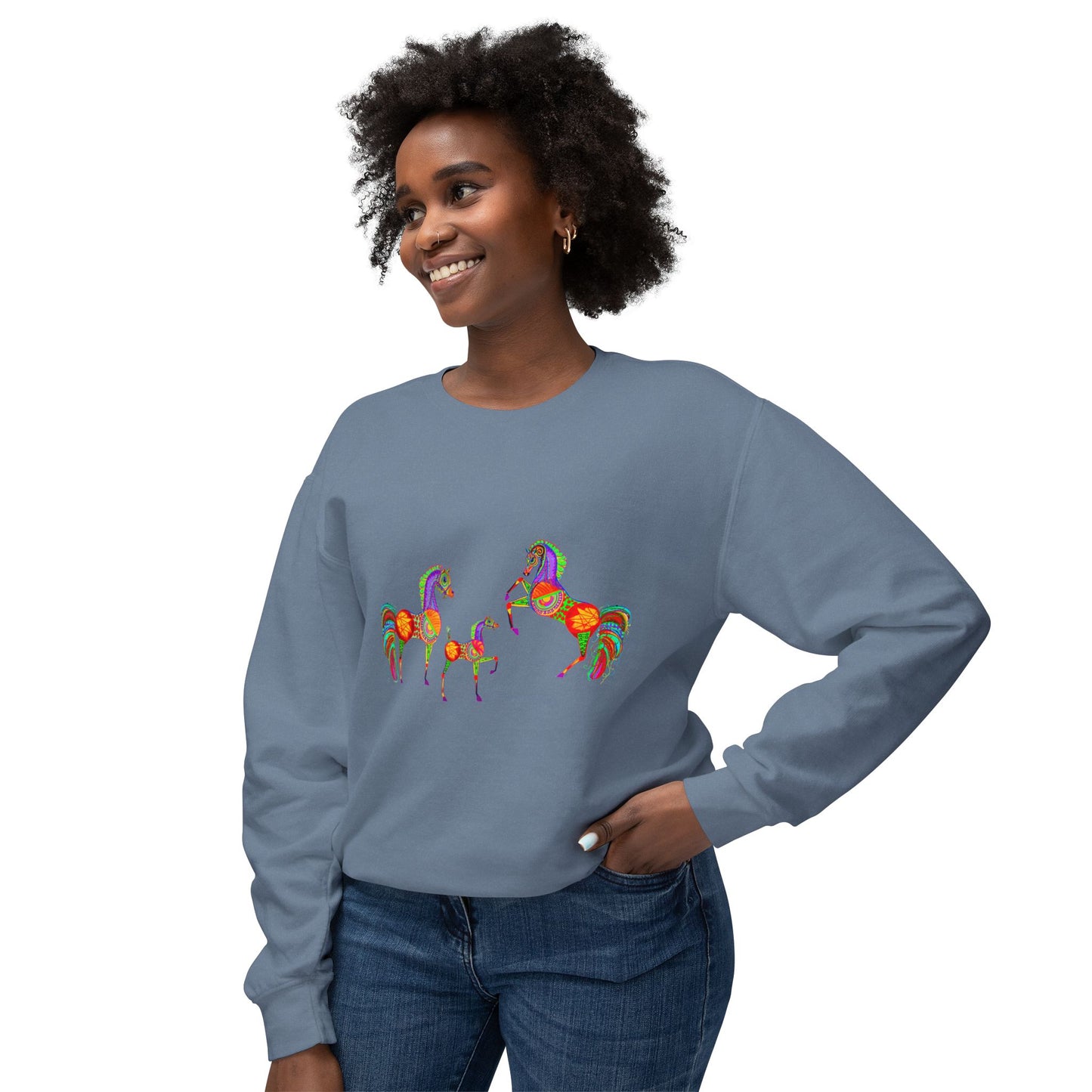 Colorful Arabian Horses Sweatshirt for Animal Lovers
