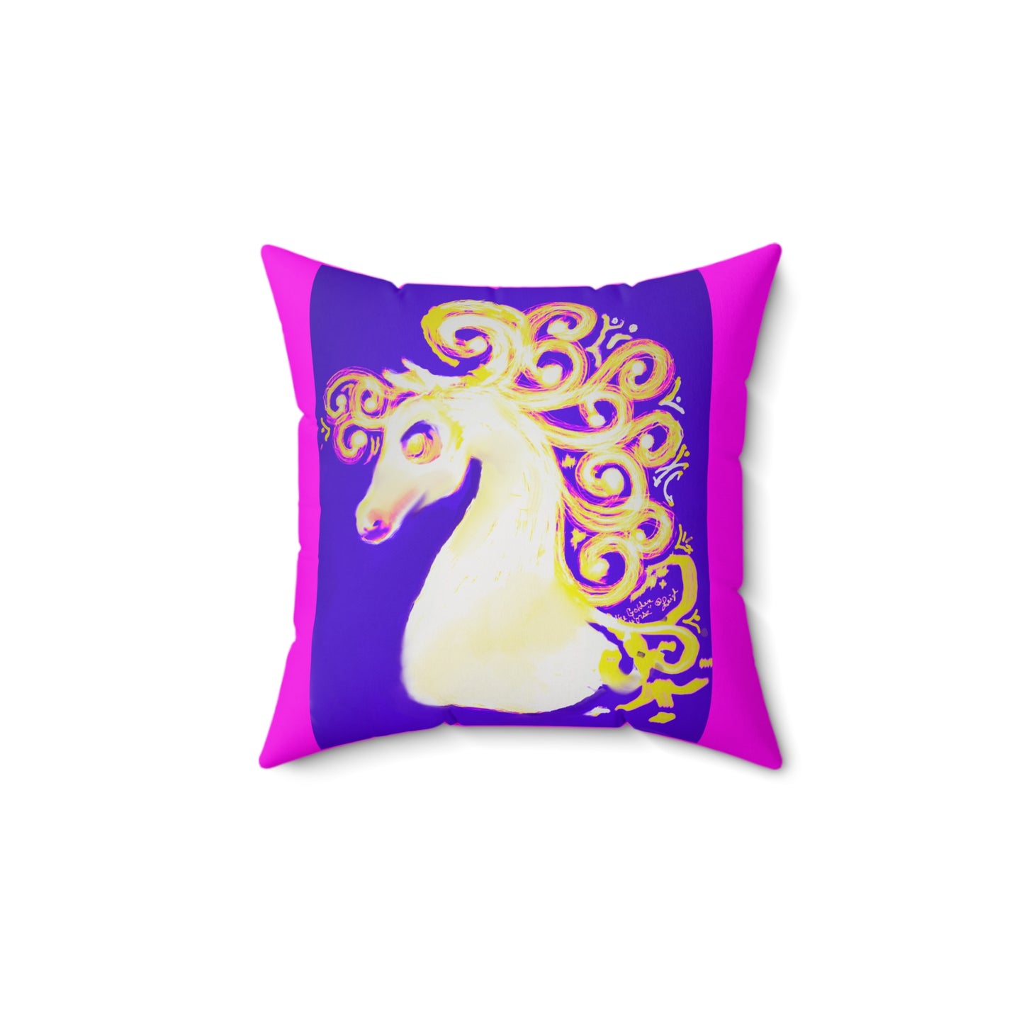Pillow - Fanciful Horse - Hot Pink Spun Polyester Square Pillow