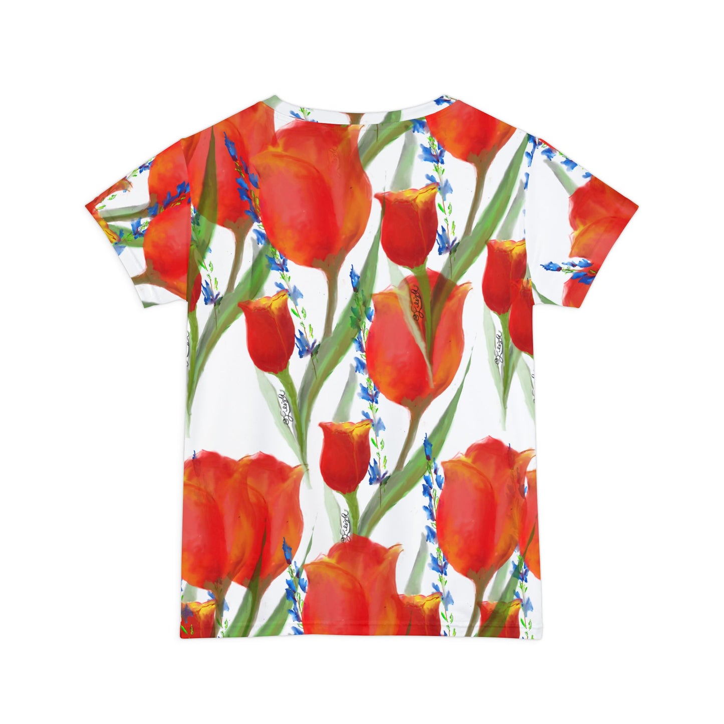 Tulips and Dragons Women's Short Sleeve Shirt - Vibrant Tulip Design for Spring Style