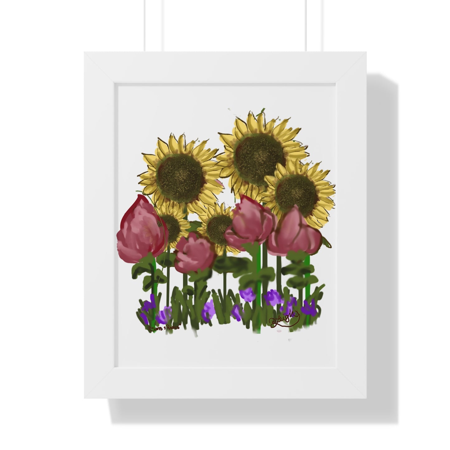 Suns and Roses - Vertical Poster - Sunflower & Rose Decor, Wall Art for Home, Botanical Print, Gift for Nature Lovers, Spring Decor