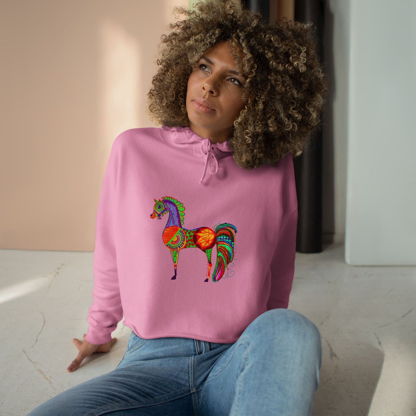 Horse of the Promise in Lilac Crop Hoodie – Boho Chic for Animal Lovers