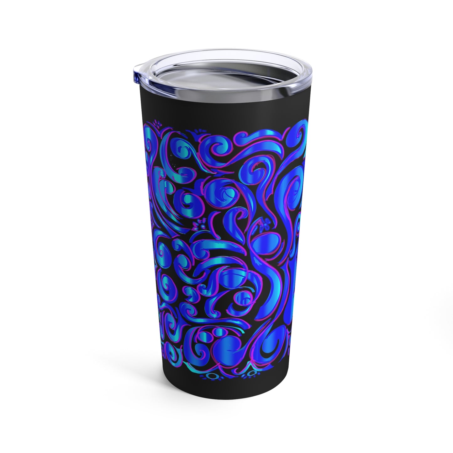 Tumbler 20oz Tooled Leather Blue on Black