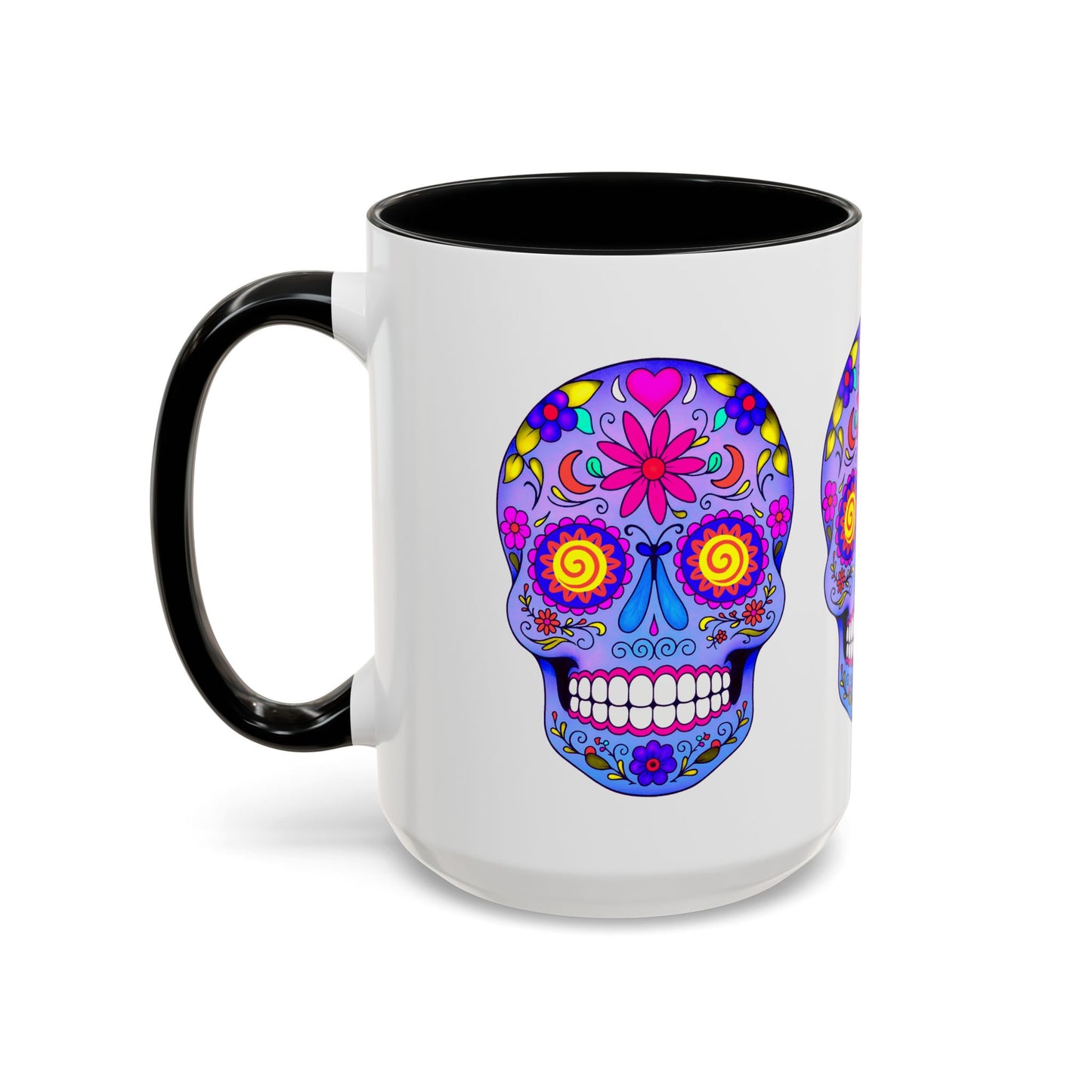 Colorful Sugar Skull Coffee Mug - Blue & Black