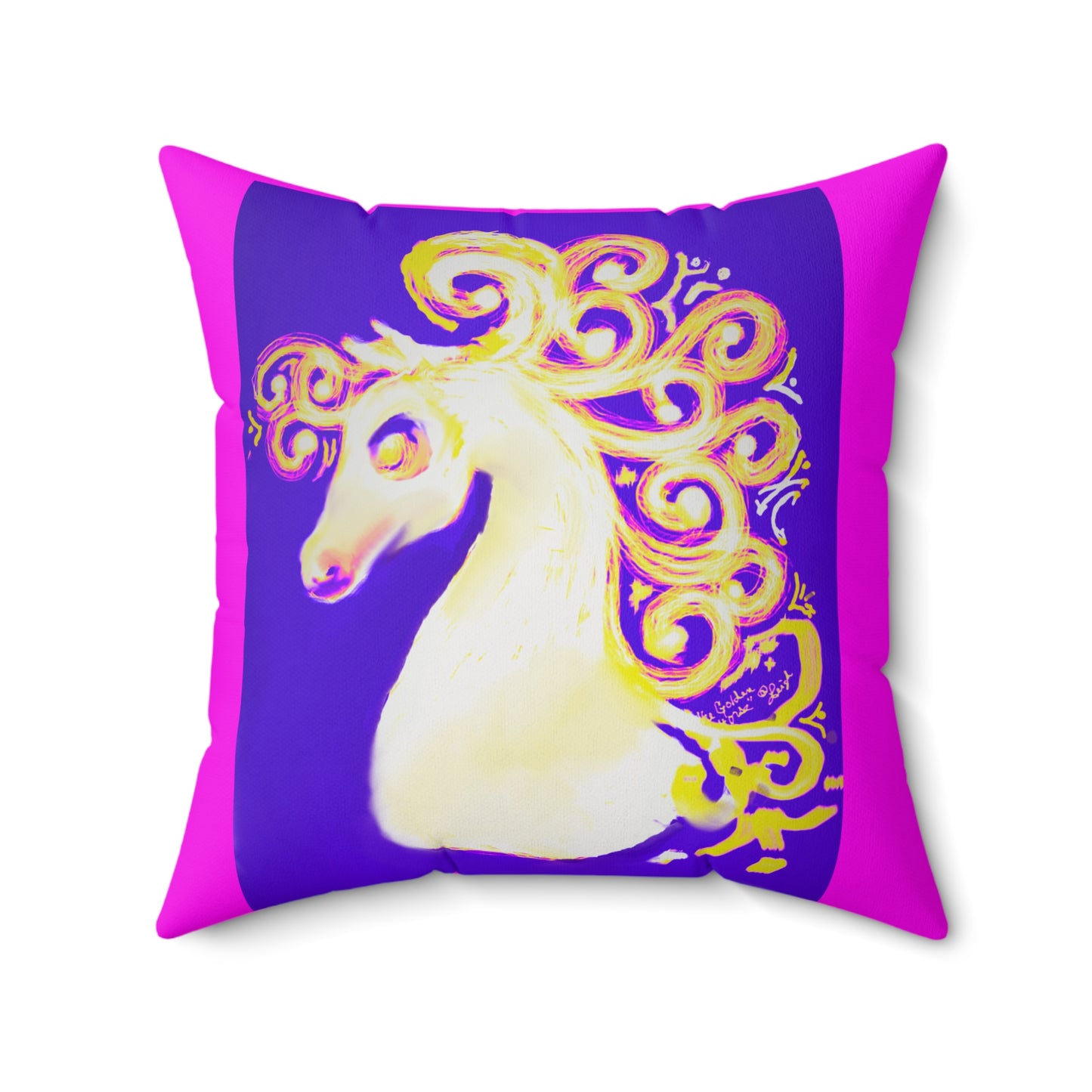 Pillow - Fanciful Horse - Hot Pink Spun Polyester Square Pillow