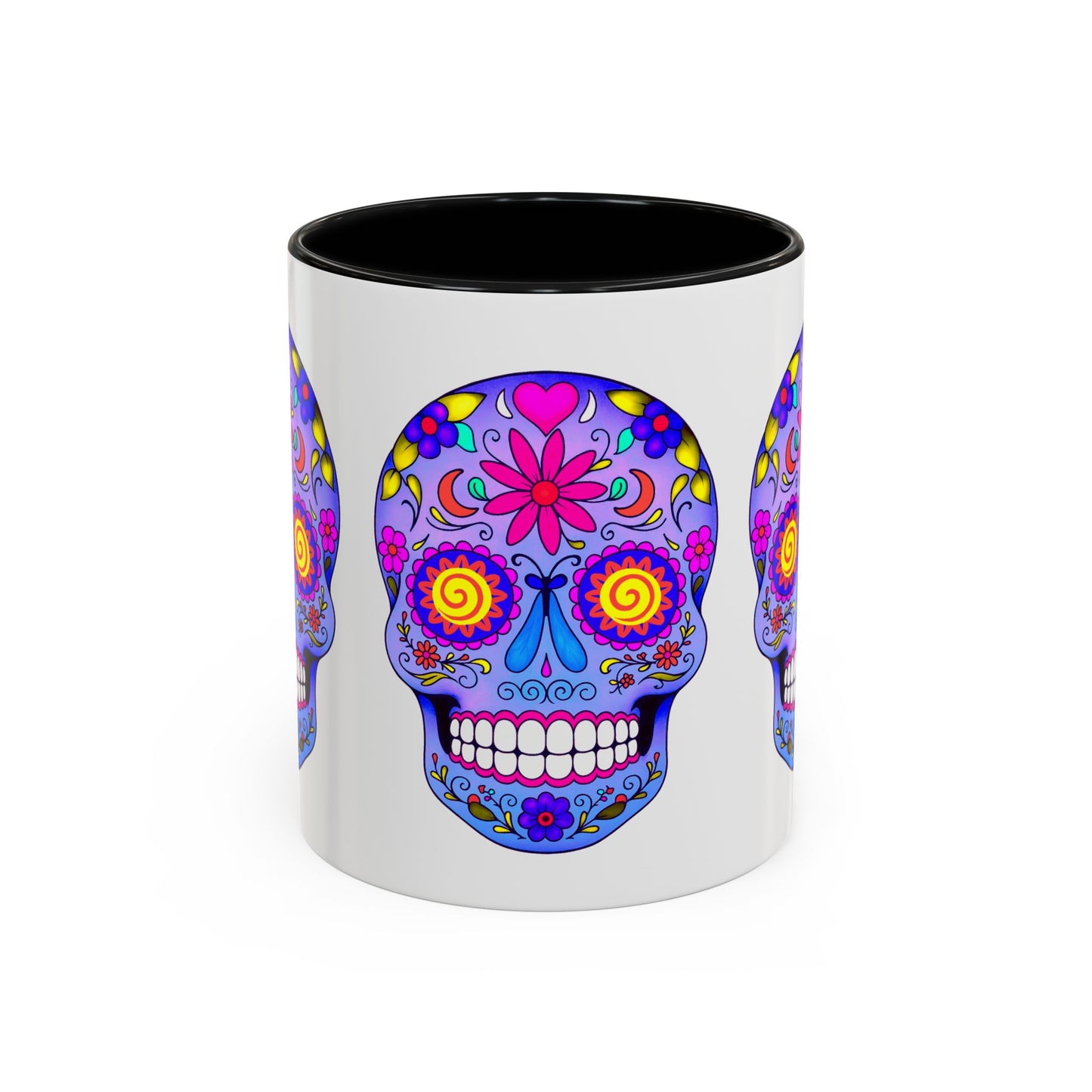 Colorful Sugar Skull Coffee Mug - Blue & Black
