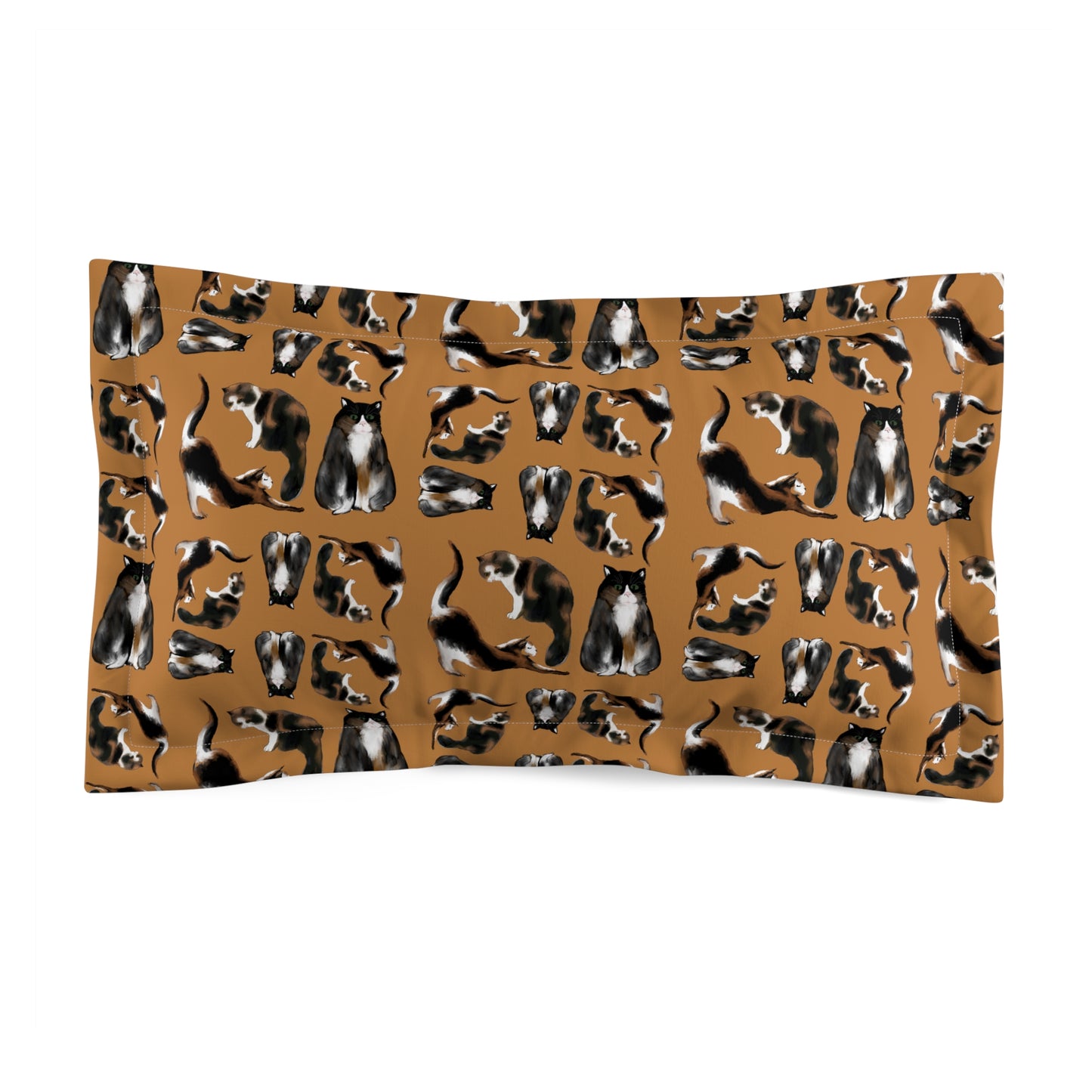 Scribble Cats Microfiber Pillow Sham - Light Brown