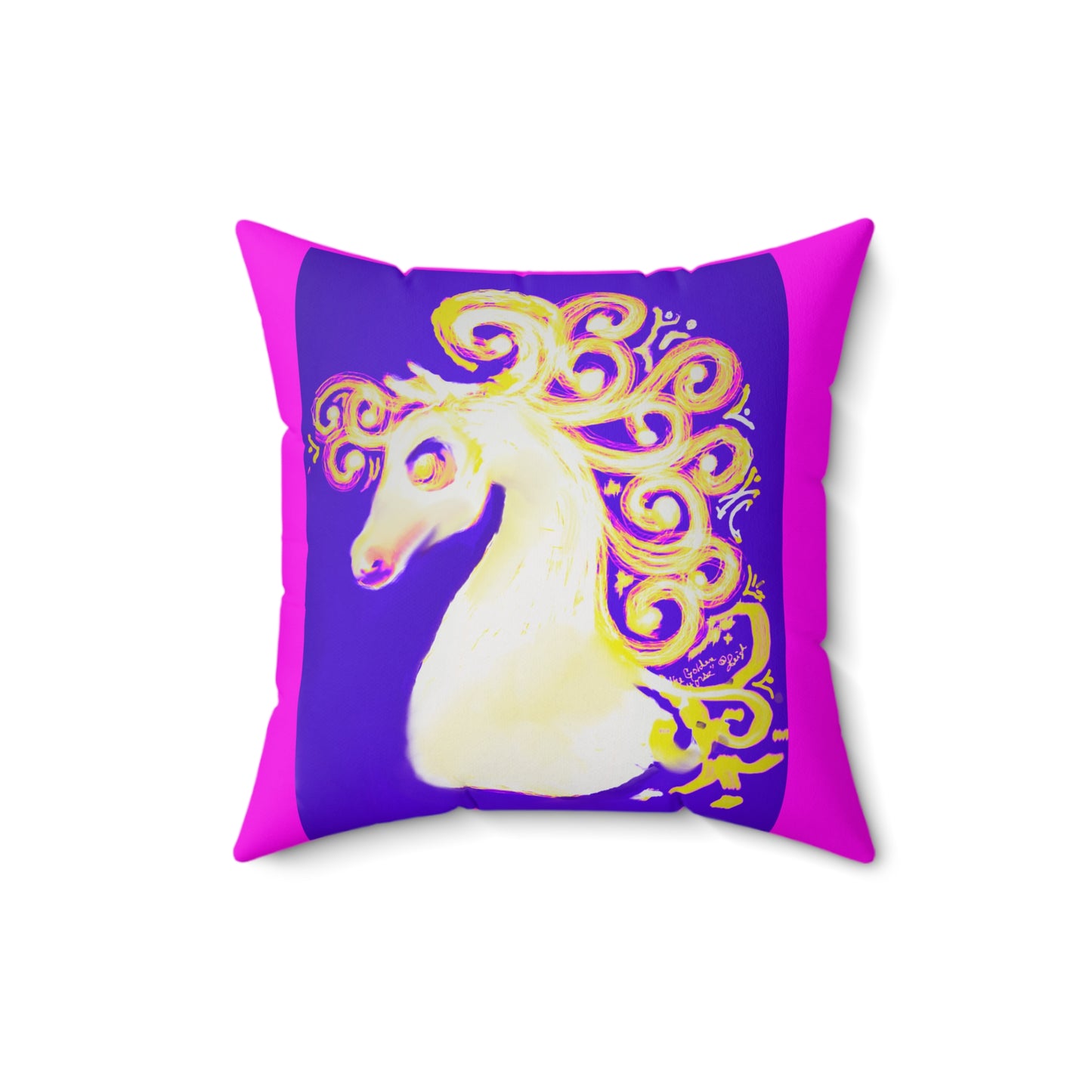 Pillow - Fanciful Horse - Hot Pink Spun Polyester Square Pillow