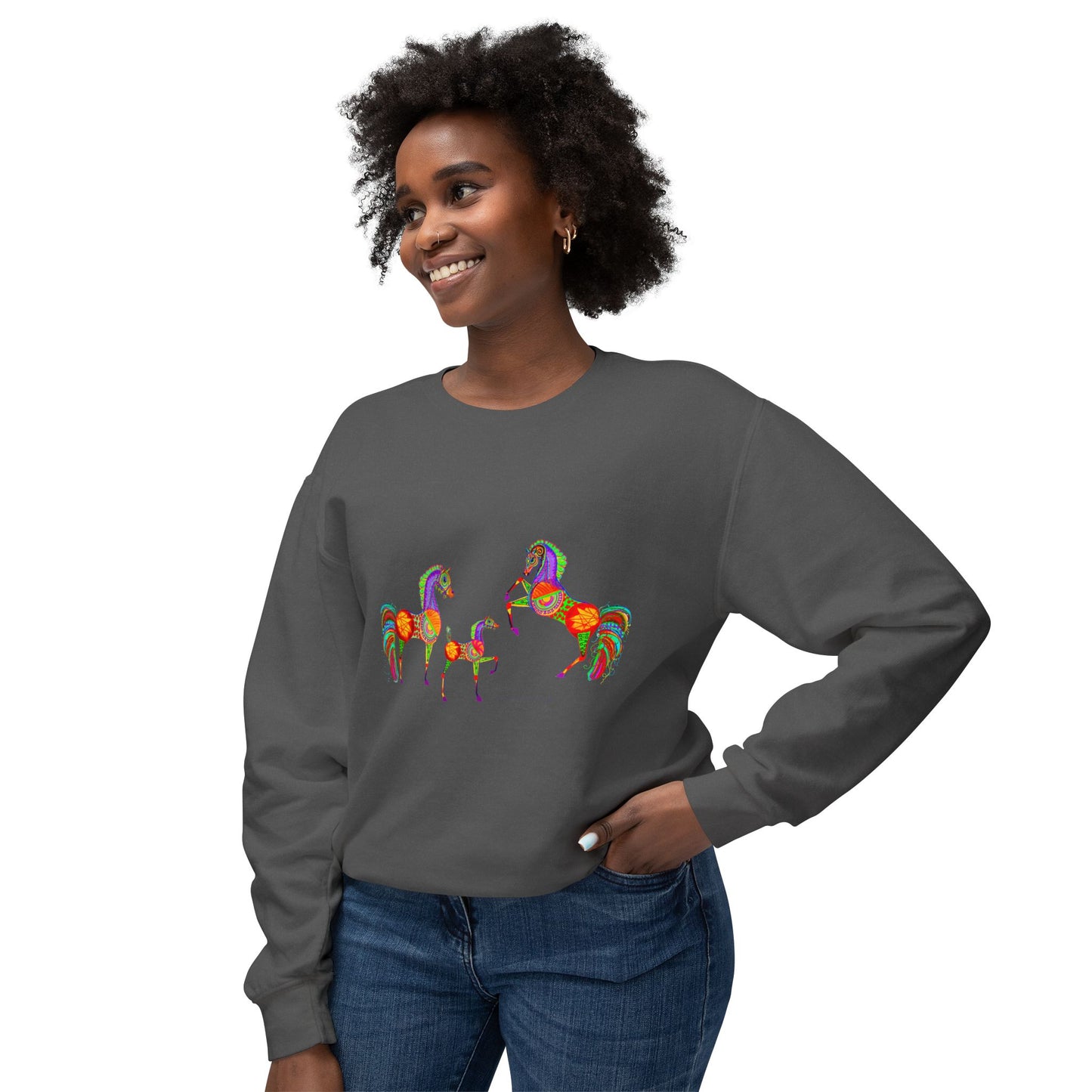 Colorful Arabian Horses Sweatshirt for Animal Lovers
