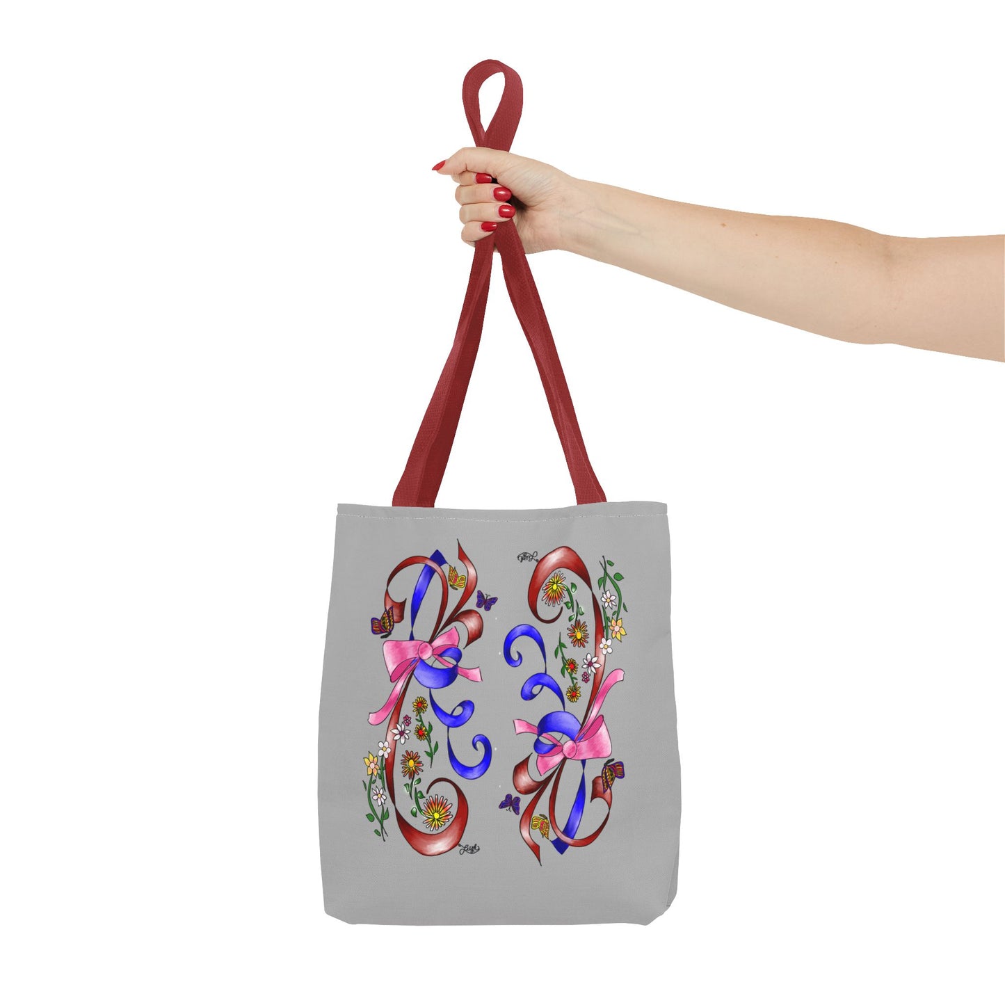 Garden Ribbons Tote Bag with Ribbon Design, Stylish Shopping Bag, Personalized Gifts, Market Tote, Eco-Friendly Carryall