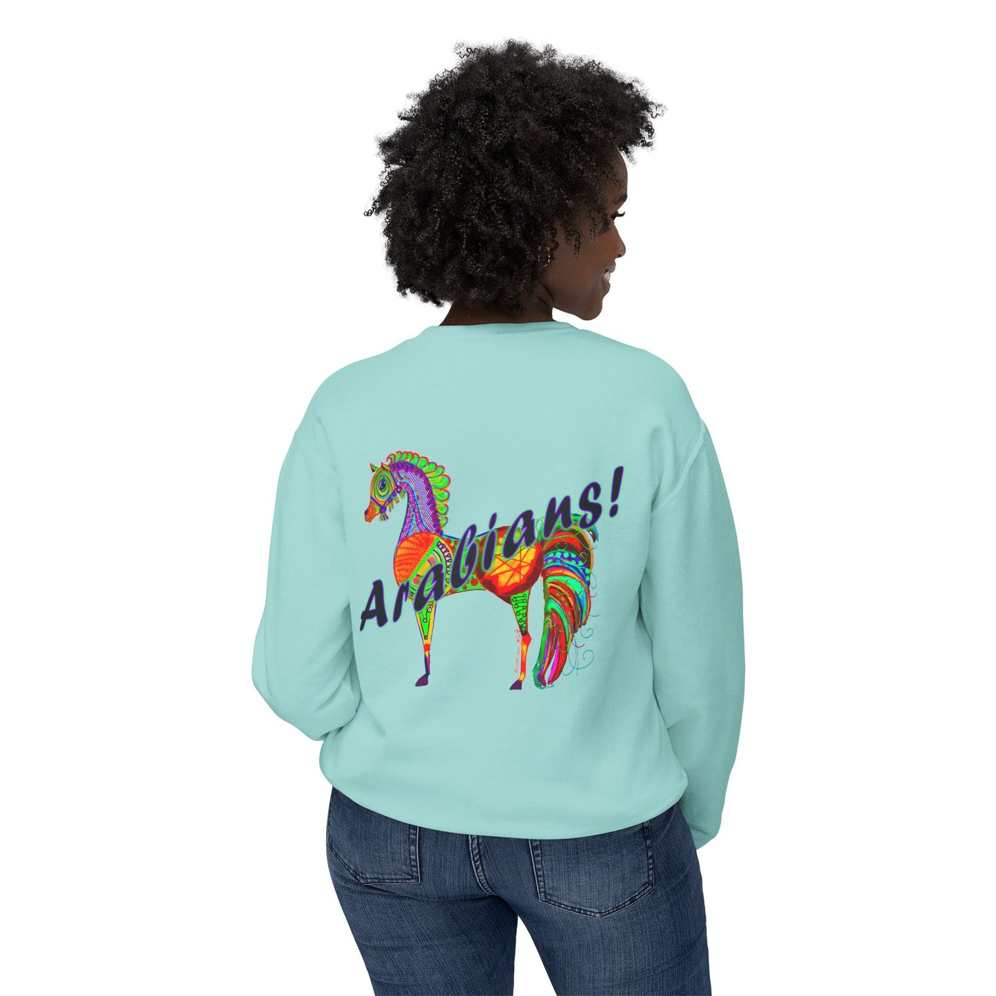 Colorful Arabian Horses Sweatshirt for Animal Lovers