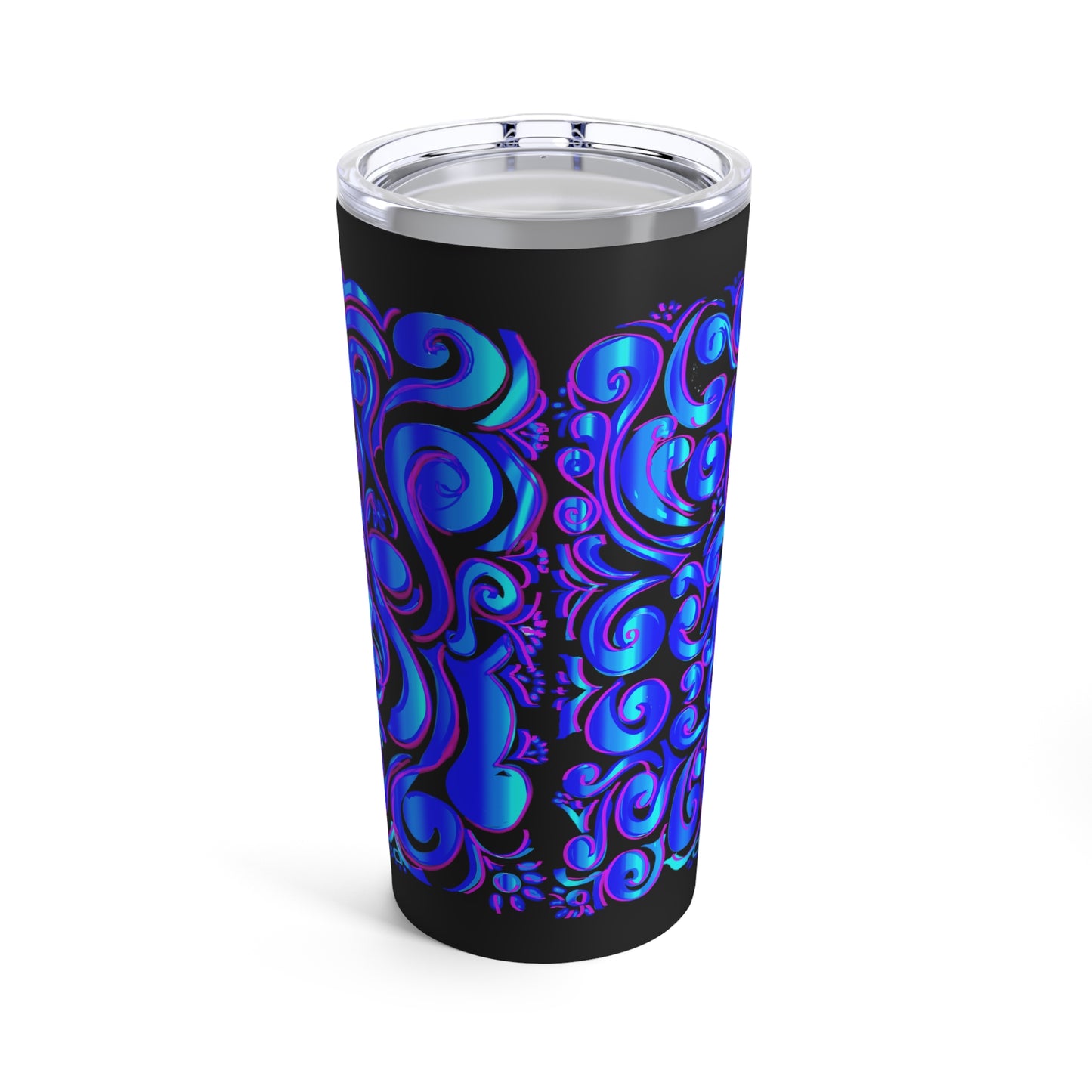 Tumbler 20oz Tooled Leather Blue on Black