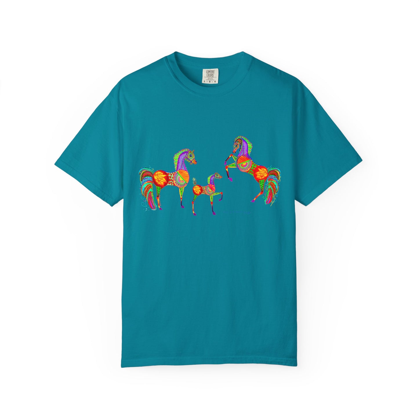 Vibrant Arabian Horses Unisex T-Shirt – Colorful Graphic Tee for Horse Lovers