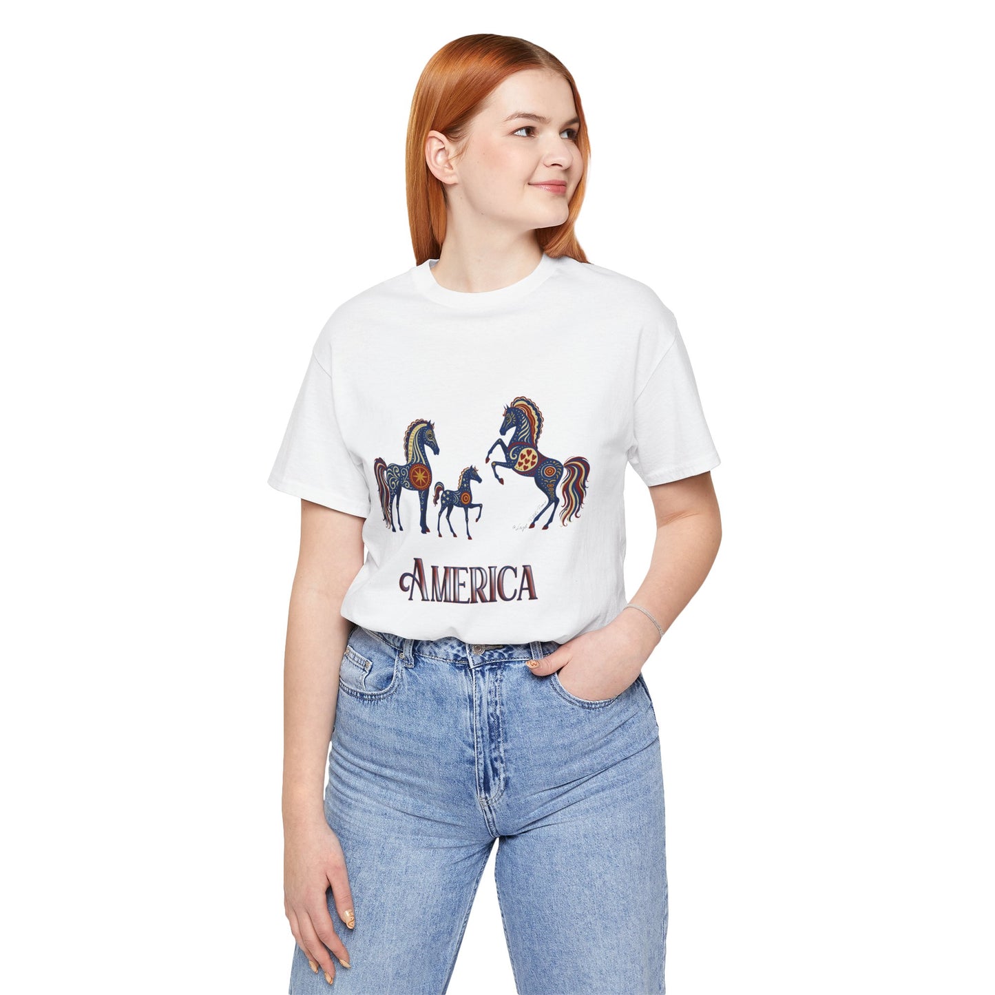 USA Patriot's Horse Tee, Unisex Equestrian Gift, Nature Lover Apparel, Vintage Style T-Shirt