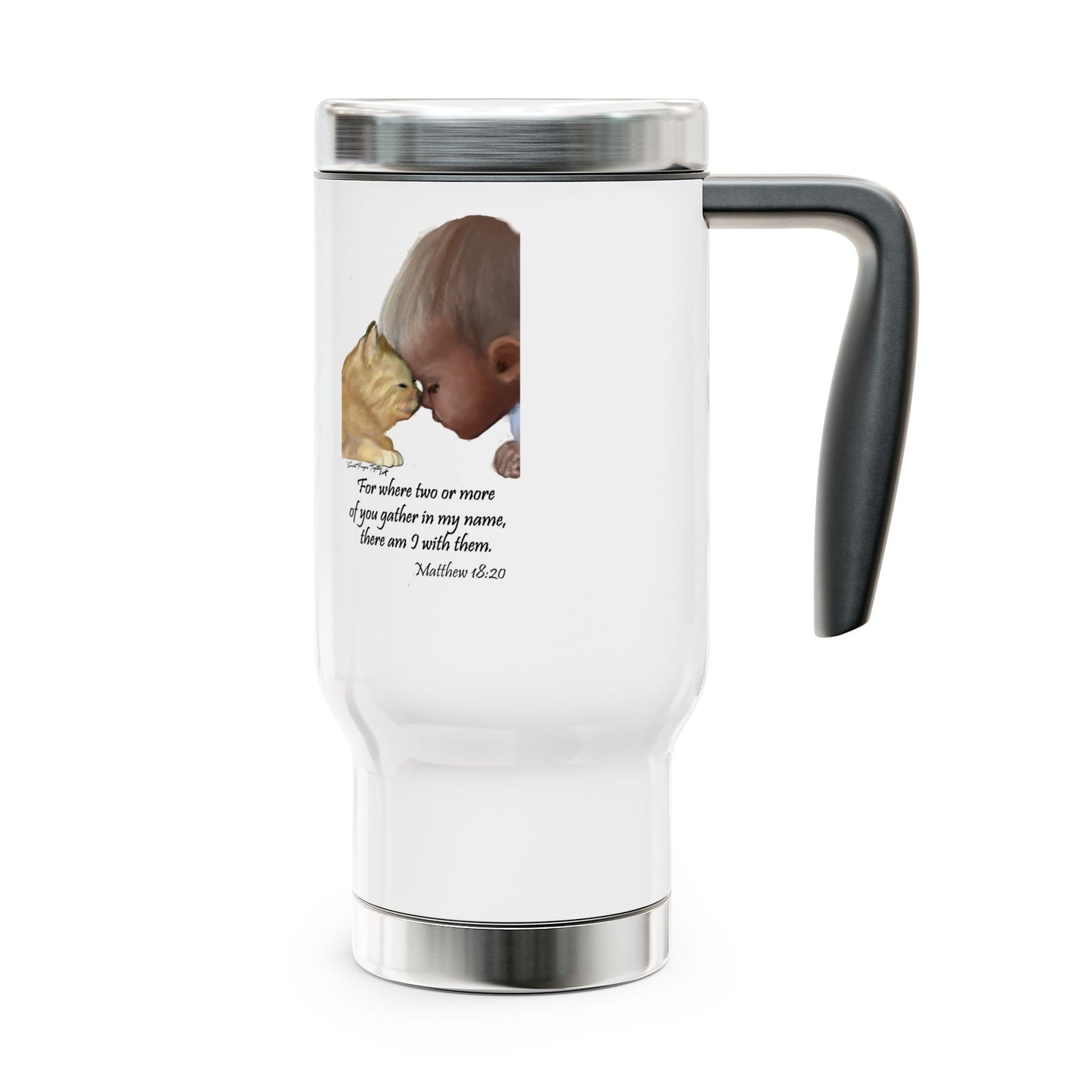 Sweet Prayers - Stainless Steel Travel Mug with Handle, 14oz