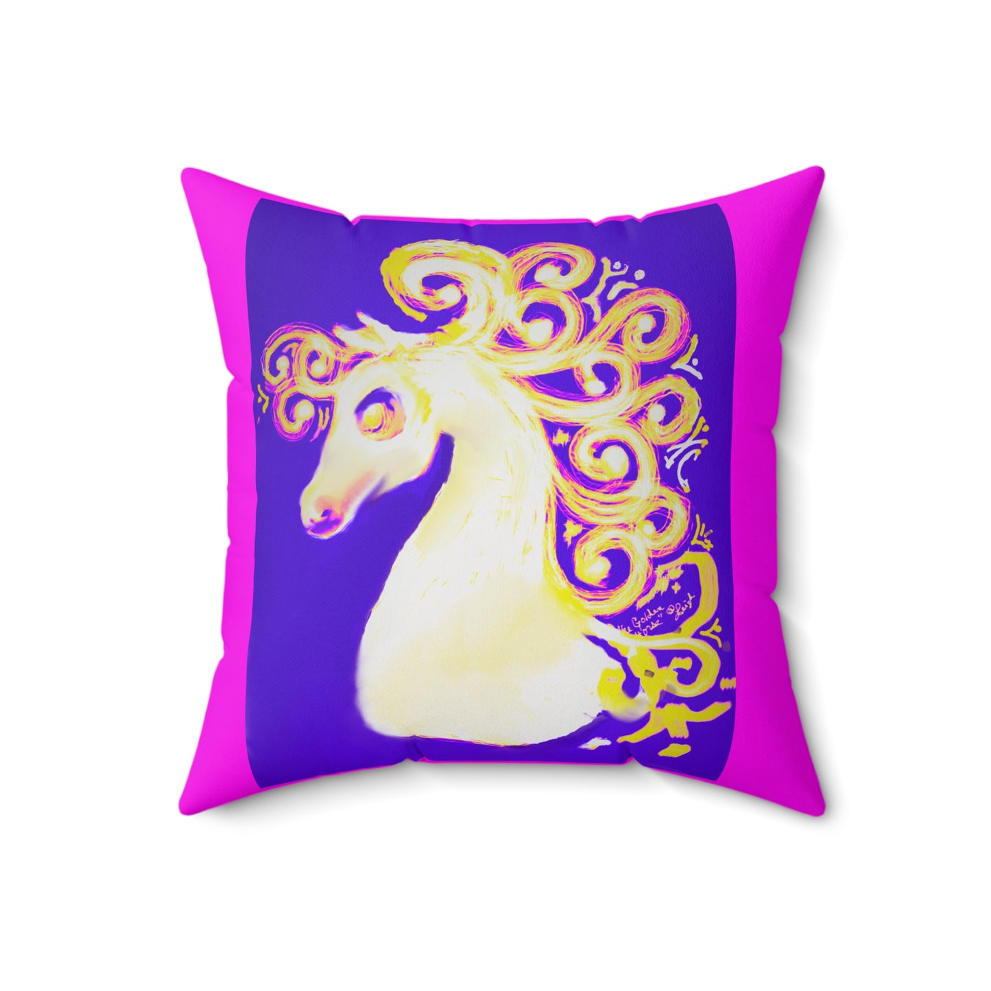 Pillow - Fanciful Horse - Hot Pink Spun Polyester Square Pillow