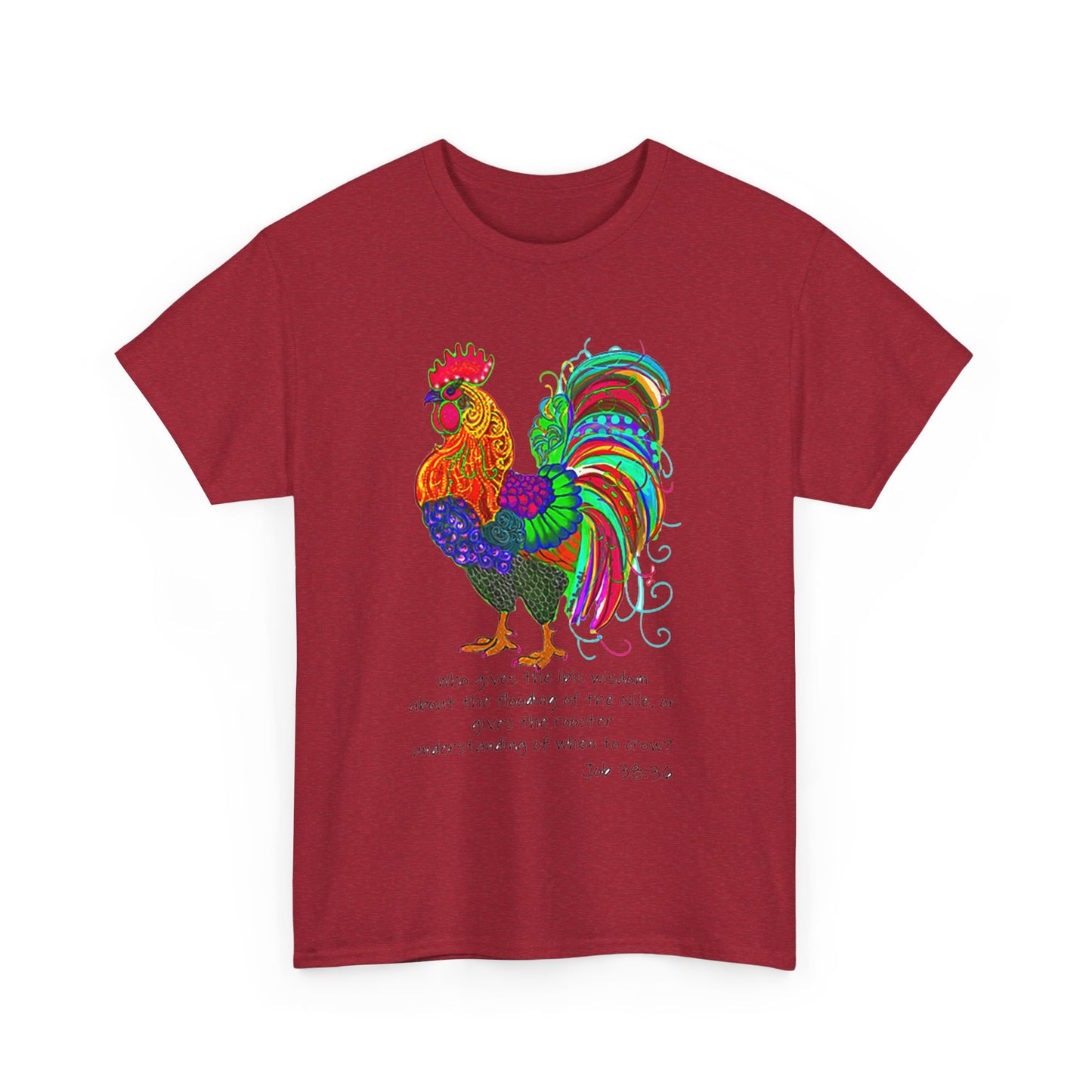 Colorful Rooster Unisex Heavy Cotton Tee - Inspirational Design for Everyday Wear