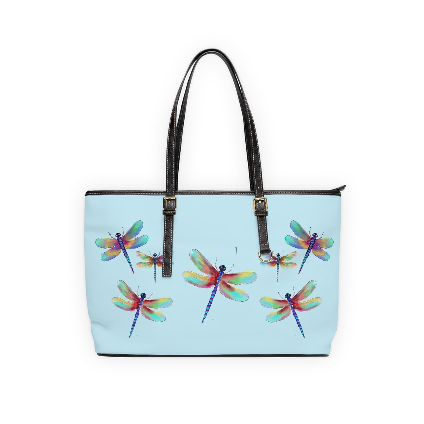 Dragonflies in Blue PU Leather Shoulder Bag