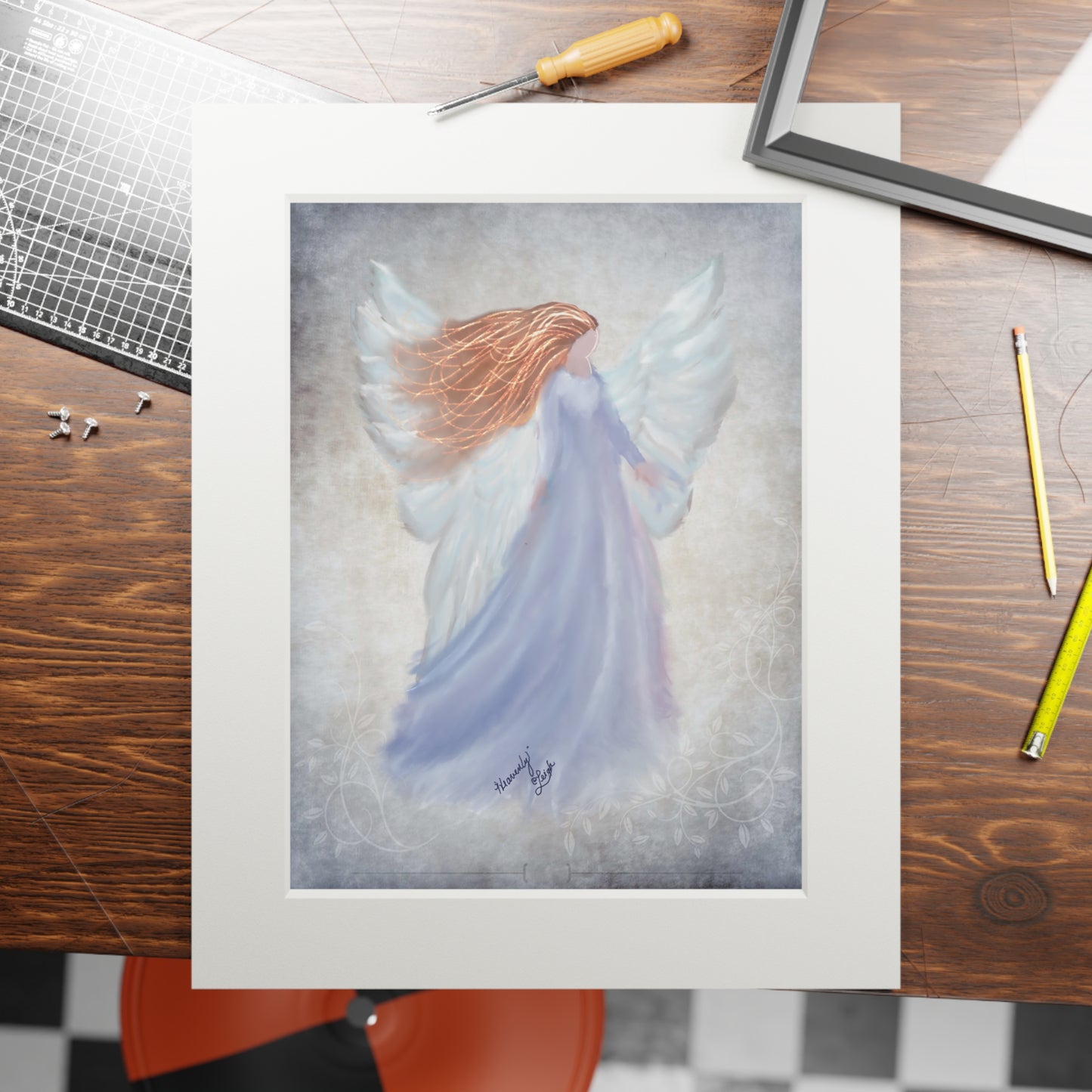 Heavenly Angel Fine Art Print, Framed Wall Decor, Spiritual Gift, Ethereal Art, Angelic Decor, Home Framing Idea, Christmas Gift