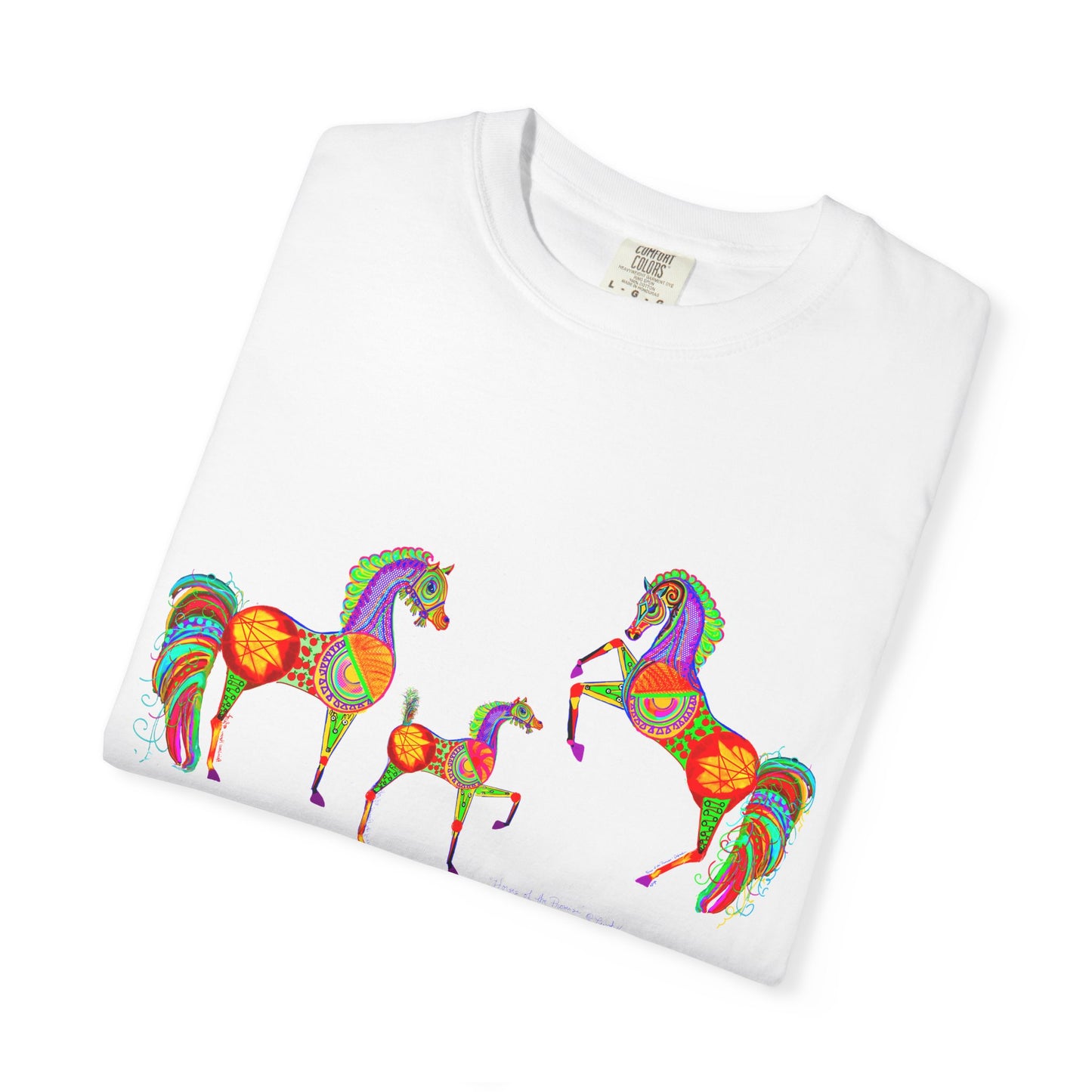 Vibrant Arabian Horses Unisex T-Shirt – Colorful Graphic Tee for Horse Lovers