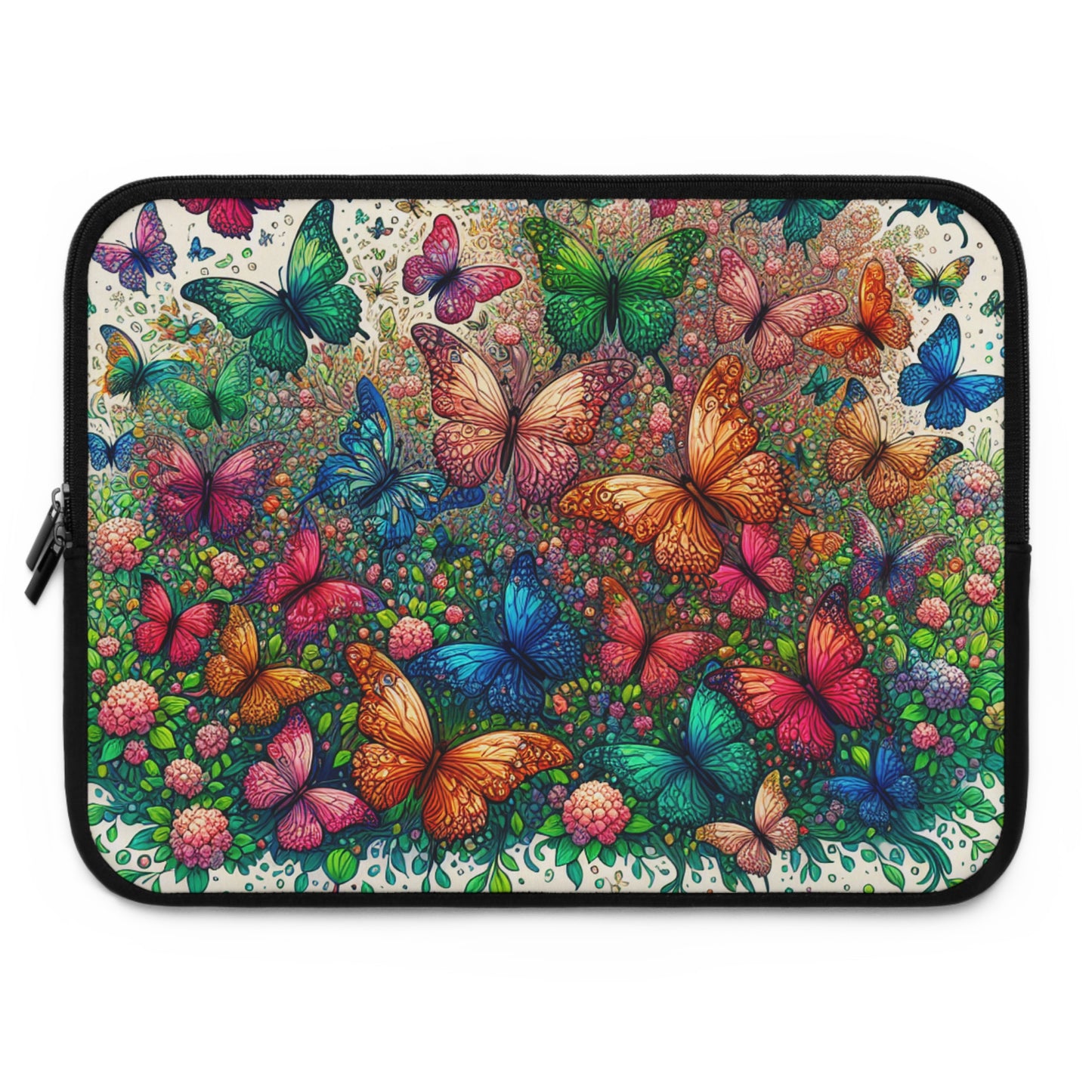Colorful Butterfly Laptop Sleeve, Floral Design Laptop Case, Butterfly Print Computer Sleeve, Gift for Nature Lovers, MacBook Sleeve