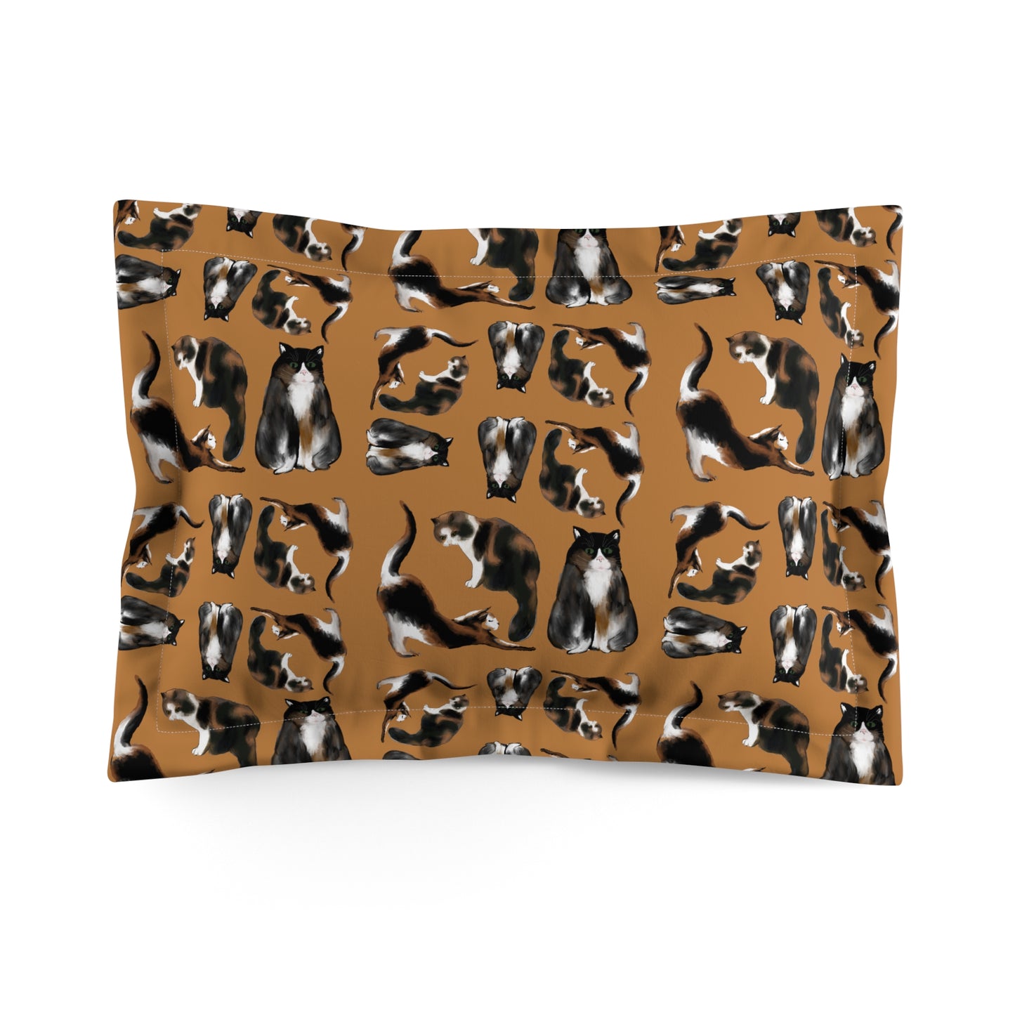 Scribble Cats Microfiber Pillow Sham - Light Brown