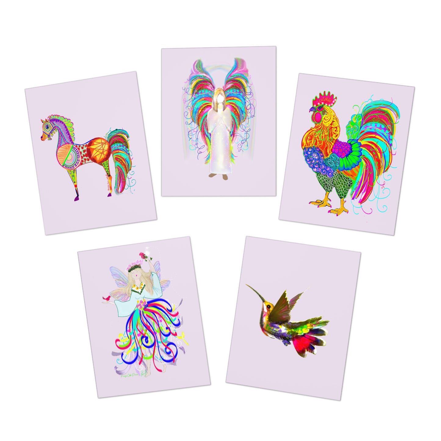 Color Dance Note Cards (5-Pack-Purple)