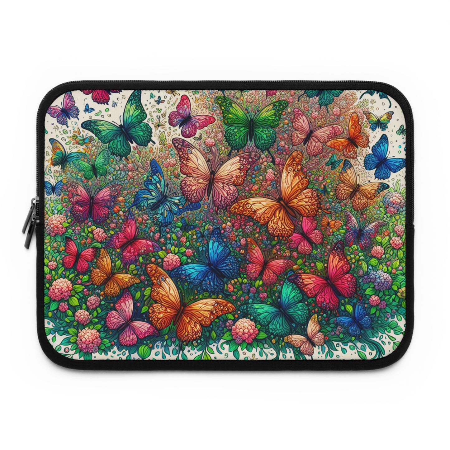 Colorful Butterfly Laptop Sleeve, Floral Design Laptop Case, Butterfly Print Computer Sleeve, Gift for Nature Lovers, MacBook Sleeve