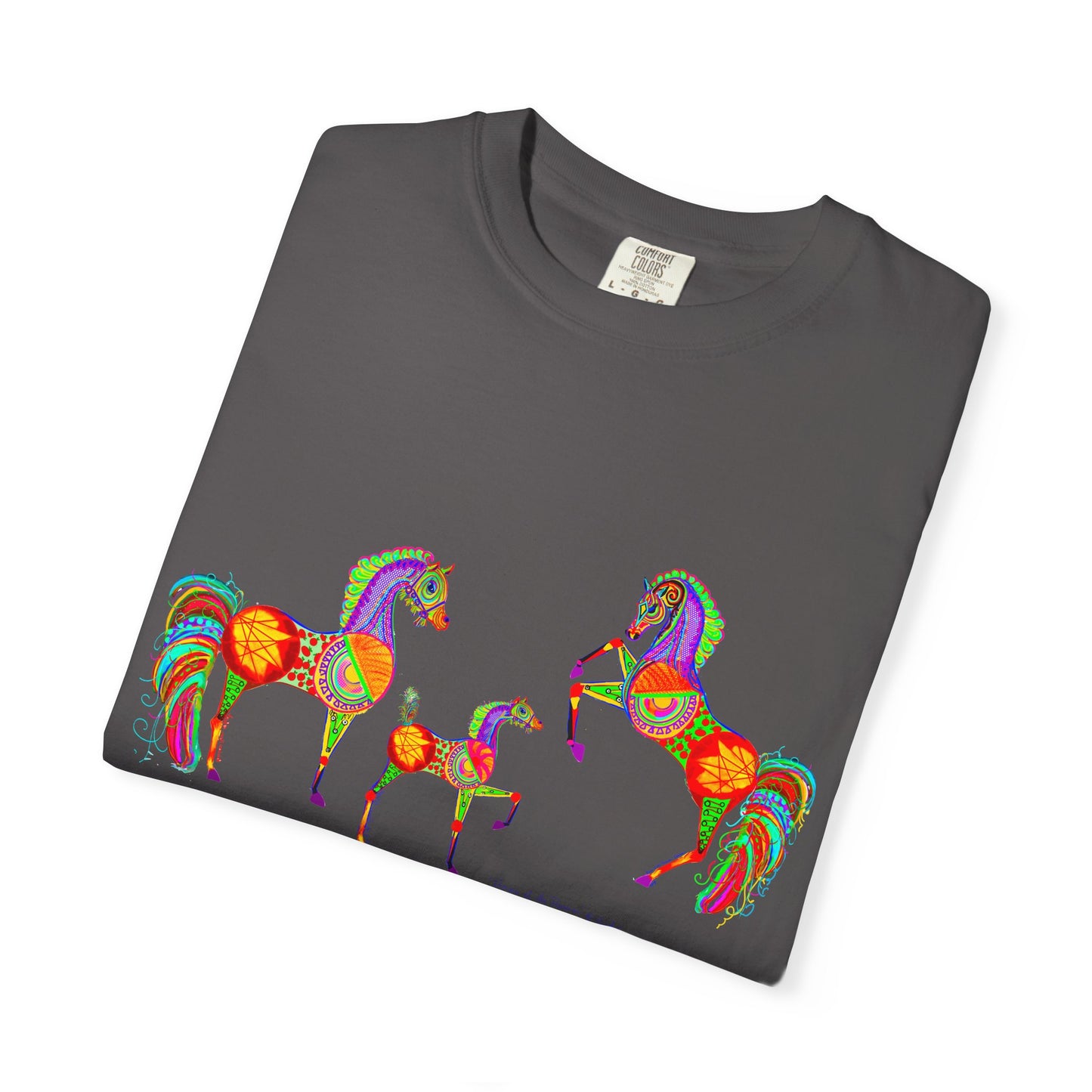 Vibrant Arabian Horses Unisex T-Shirt – Colorful Graphic Tee for Horse Lovers
