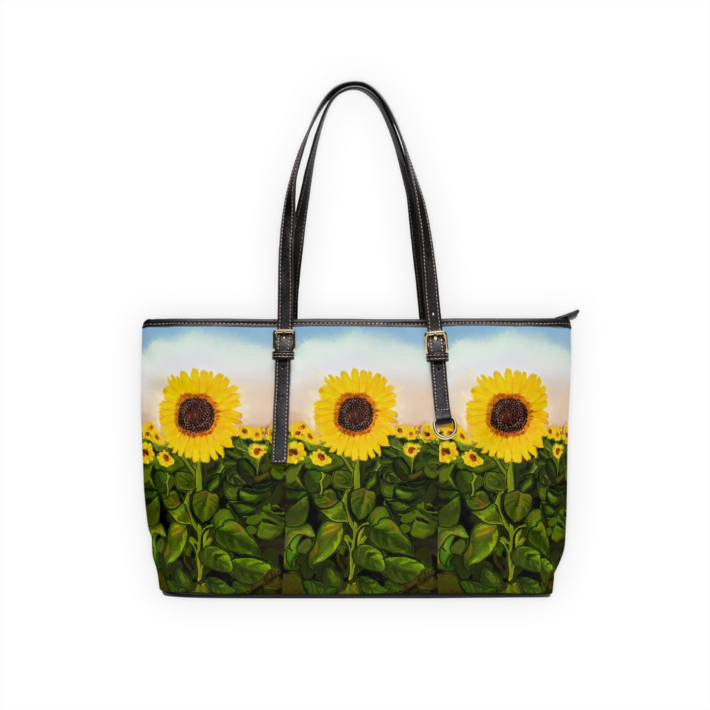 Vibrant Sunflower PU Leather Shoulder Bag - Stylish & Eco-Friendly Tote