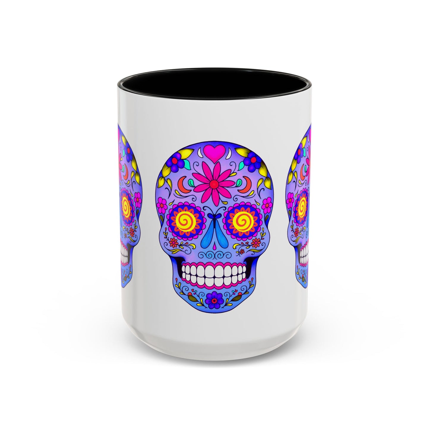 Colorful Sugar Skull Coffee Mug - Blue & Black