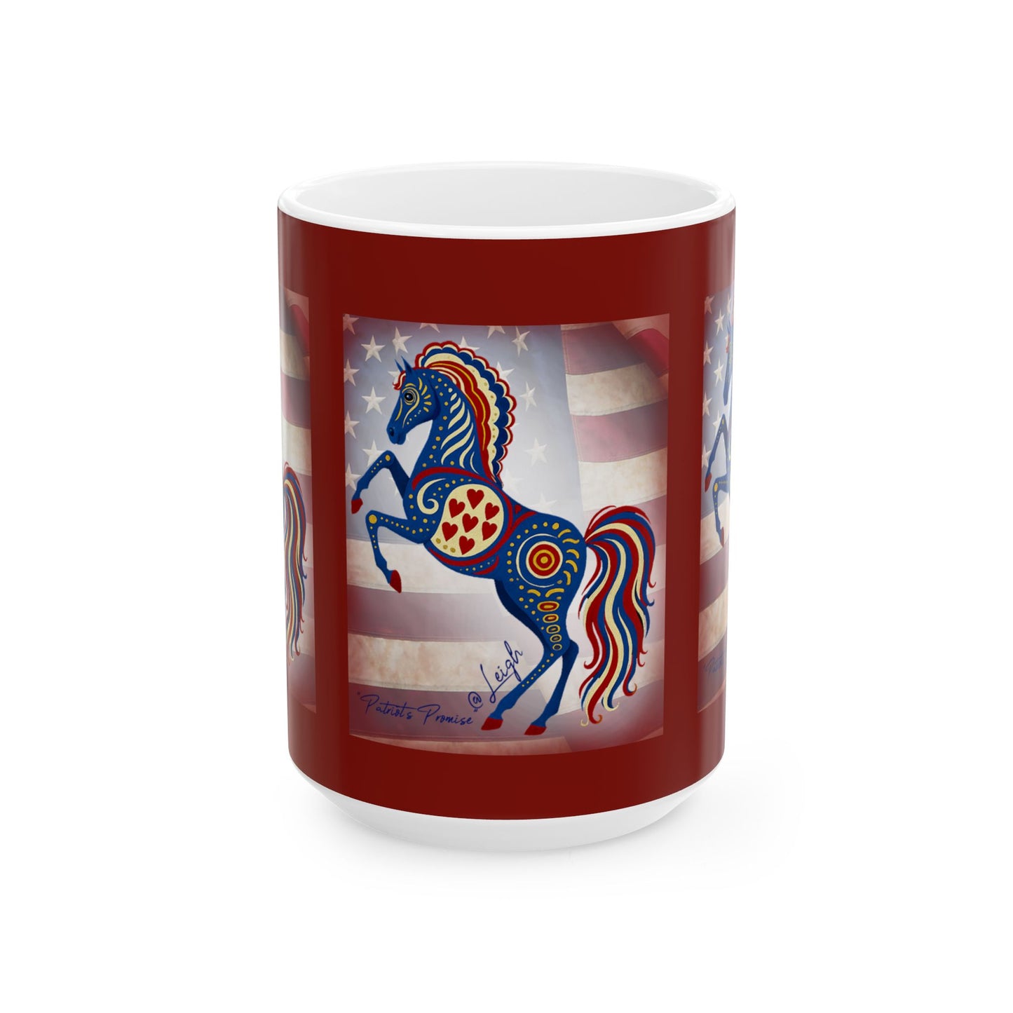 Patriot's Horse - Defender - Ceramic Mug | Colorful Artwork | 11oz & 15oz | Gift for Horse Lovers, Fourth of July, Tea, Coffee, Home Decor