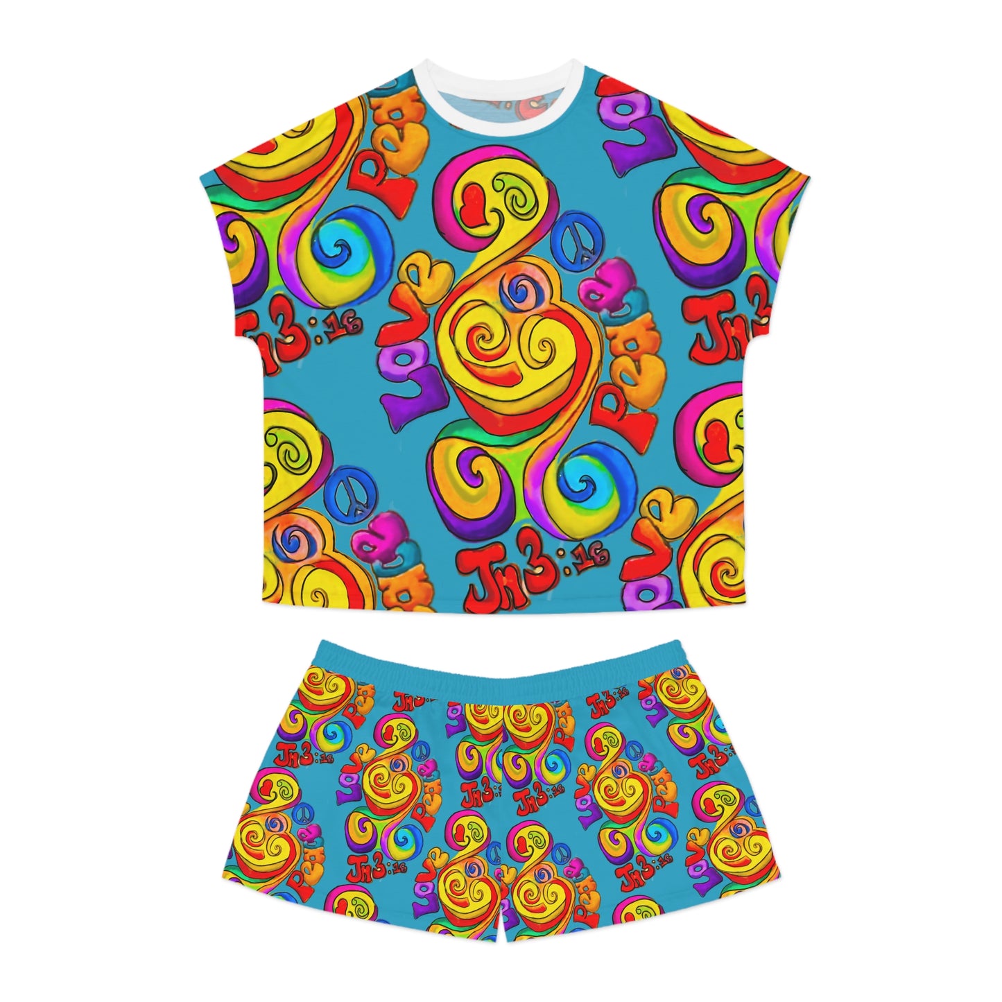 Peace & Love Women's Short Pajama Set (AOP)