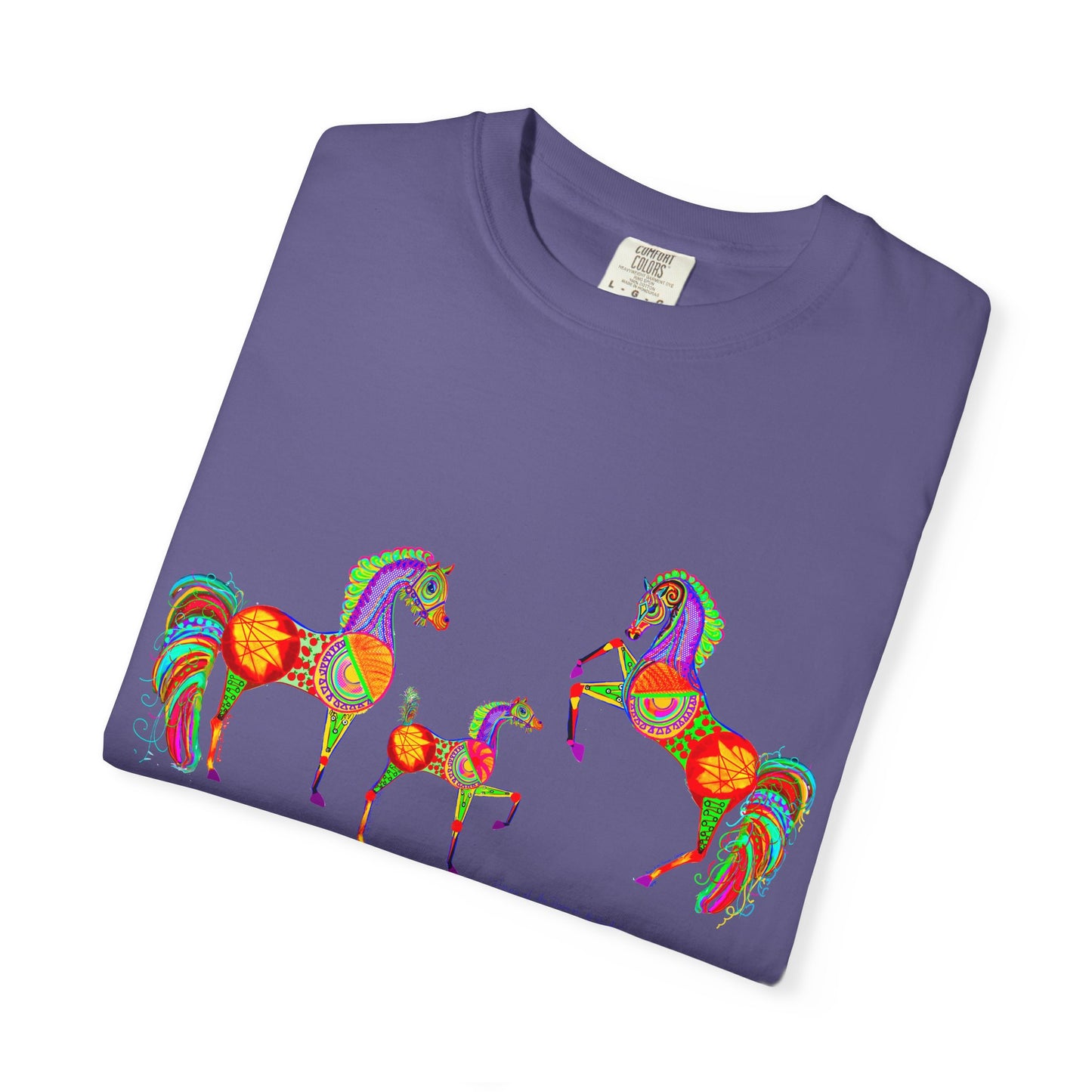 Vibrant Arabian Horses Unisex T-Shirt – Colorful Graphic Tee for Horse Lovers