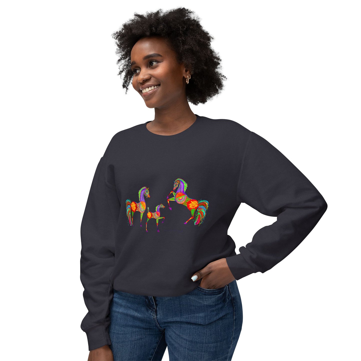 Colorful Arabian Horses Sweatshirt for Animal Lovers