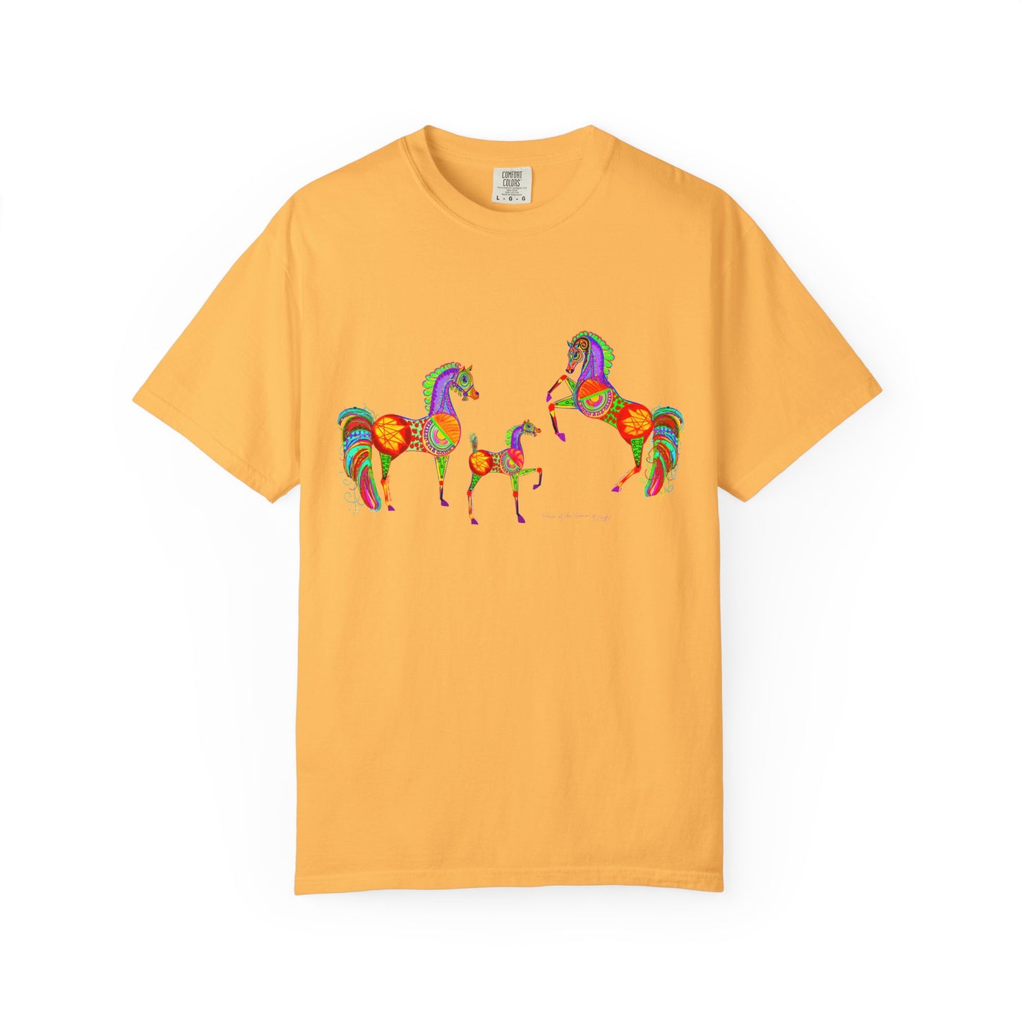 Vibrant Arabian Horses Unisex T-Shirt – Colorful Graphic Tee for Horse Lovers